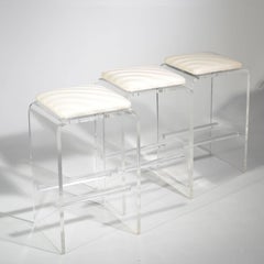 Set of Three Swivel Bar Stools in Style of Charles Hollis Jones