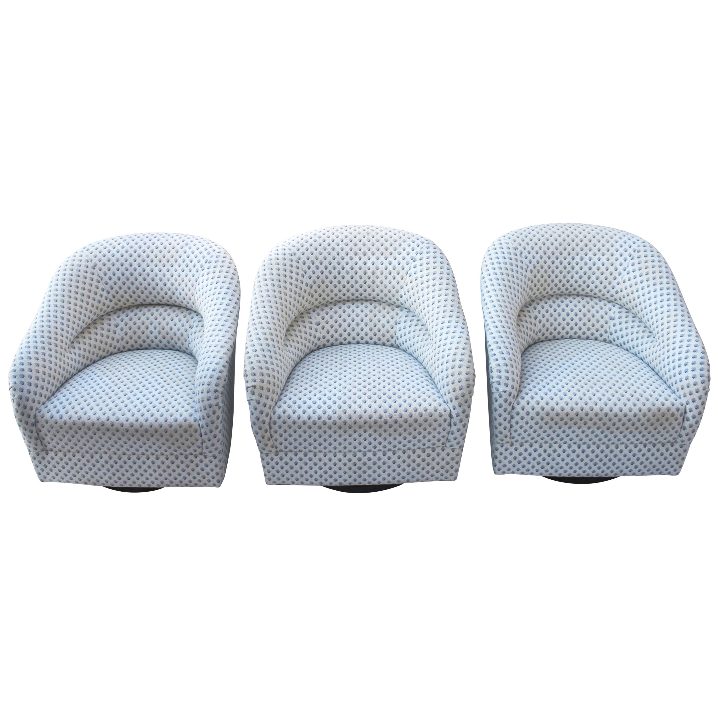 Set of Three Swivel Club Chairs by Ward Bennett