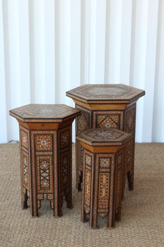 Set of Three Syrian Inlaid Tables, 1940s