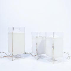 Set of three table lamps in cubist style design by Harvey Guzzin, Italy, 1960s