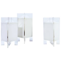 Set of three table lamps in cubist style design by Harvey Guzzin, Italy, 1960s