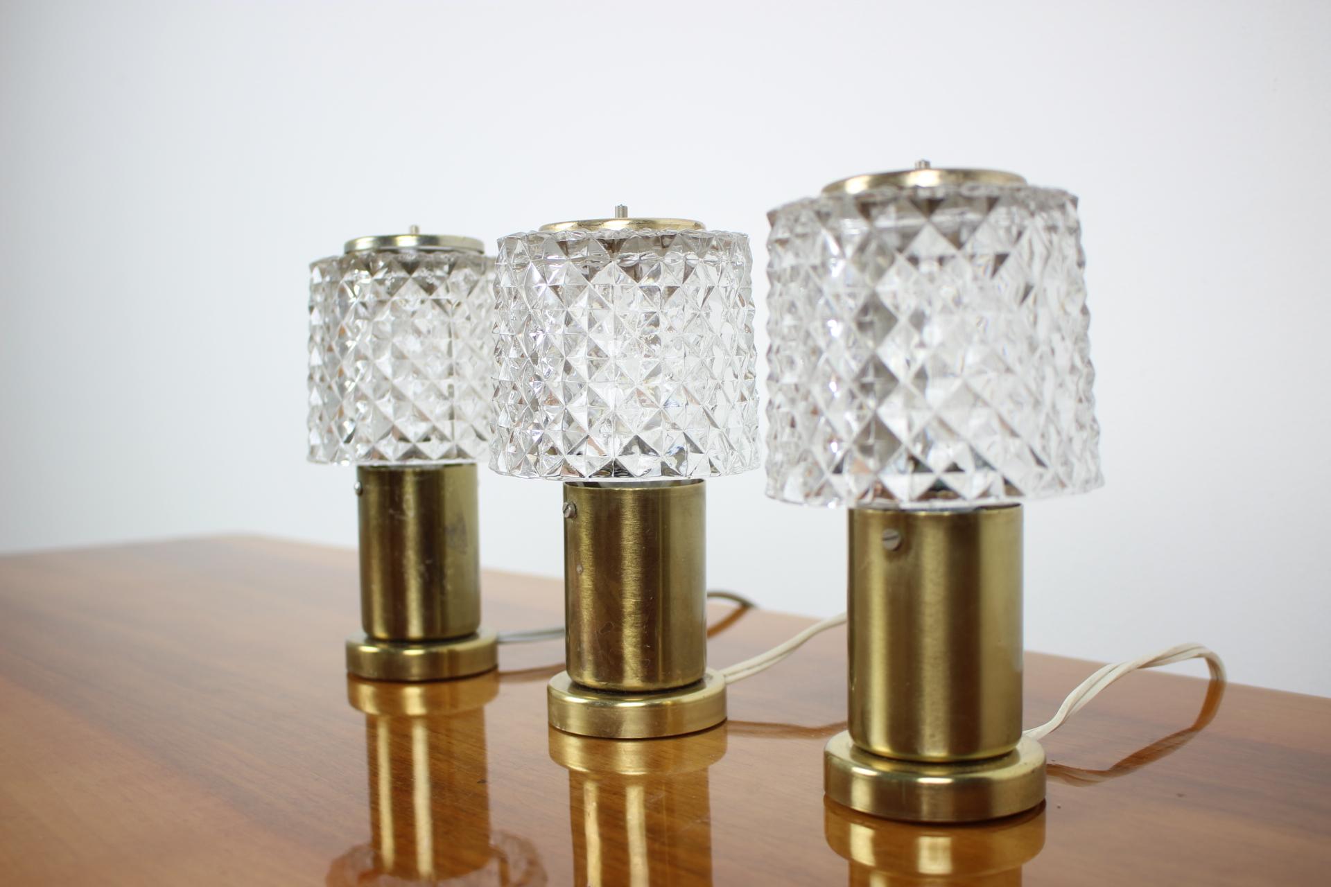 Mid-Century Modern Set of Three Table Lamps Kamenický Šenov Preciosa, 1970s
