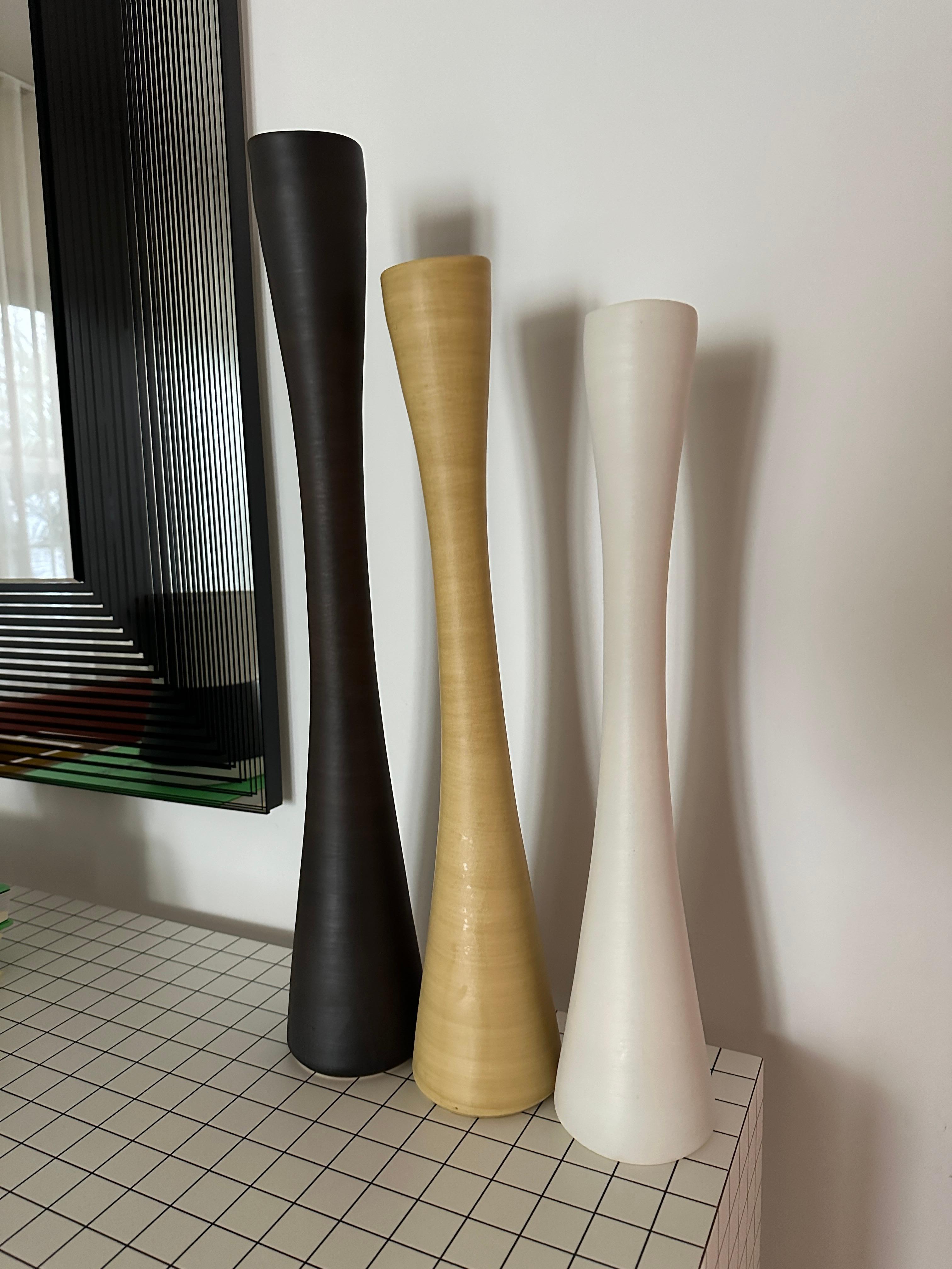 Italian Set of Three Tall Flute Vases by Rina Menardi in STOCK For Sale