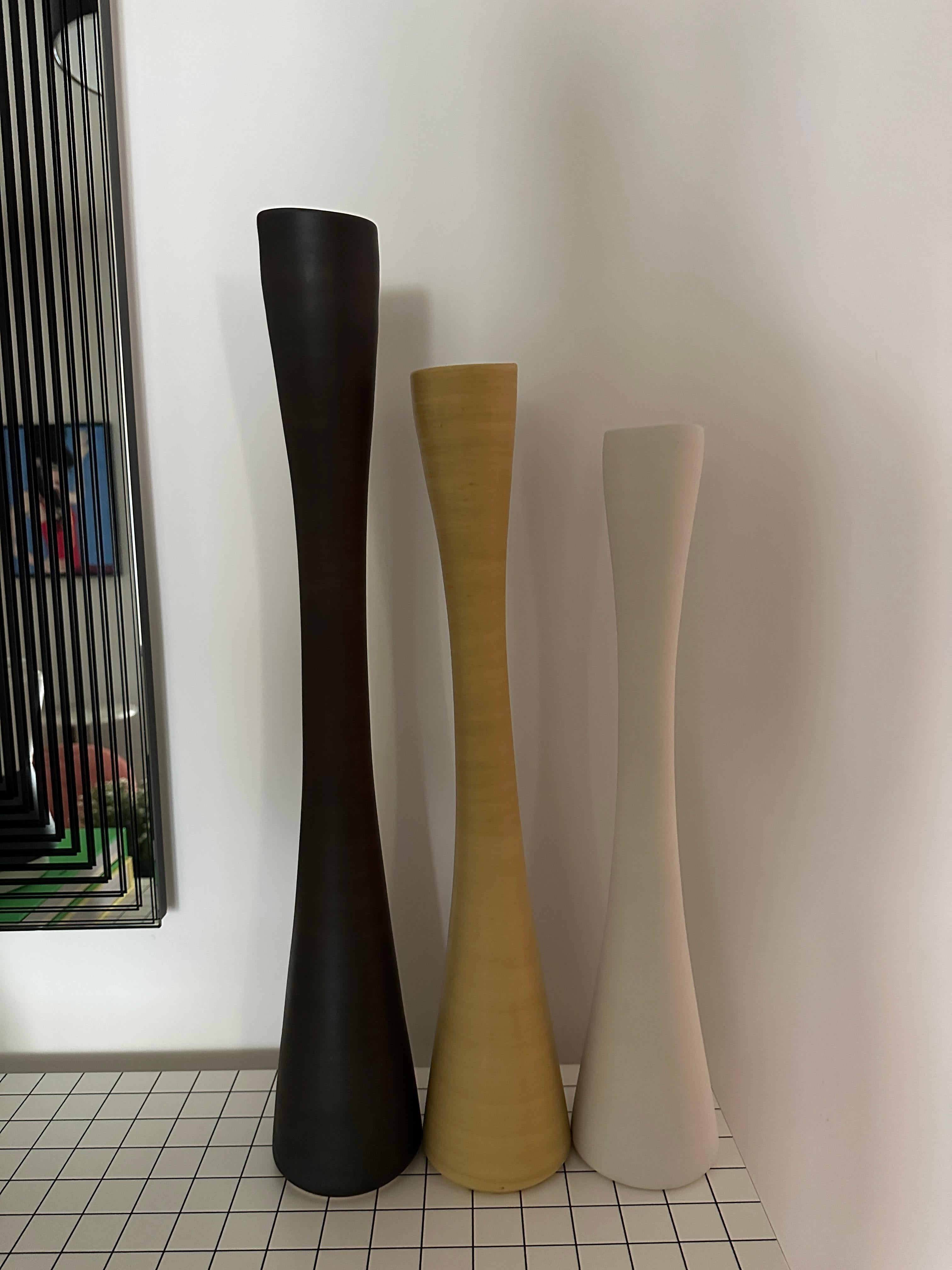 Set of Three Tall Flute Vases by Rina Menardi in STOCK In Excellent Condition For Sale In New York, NY
