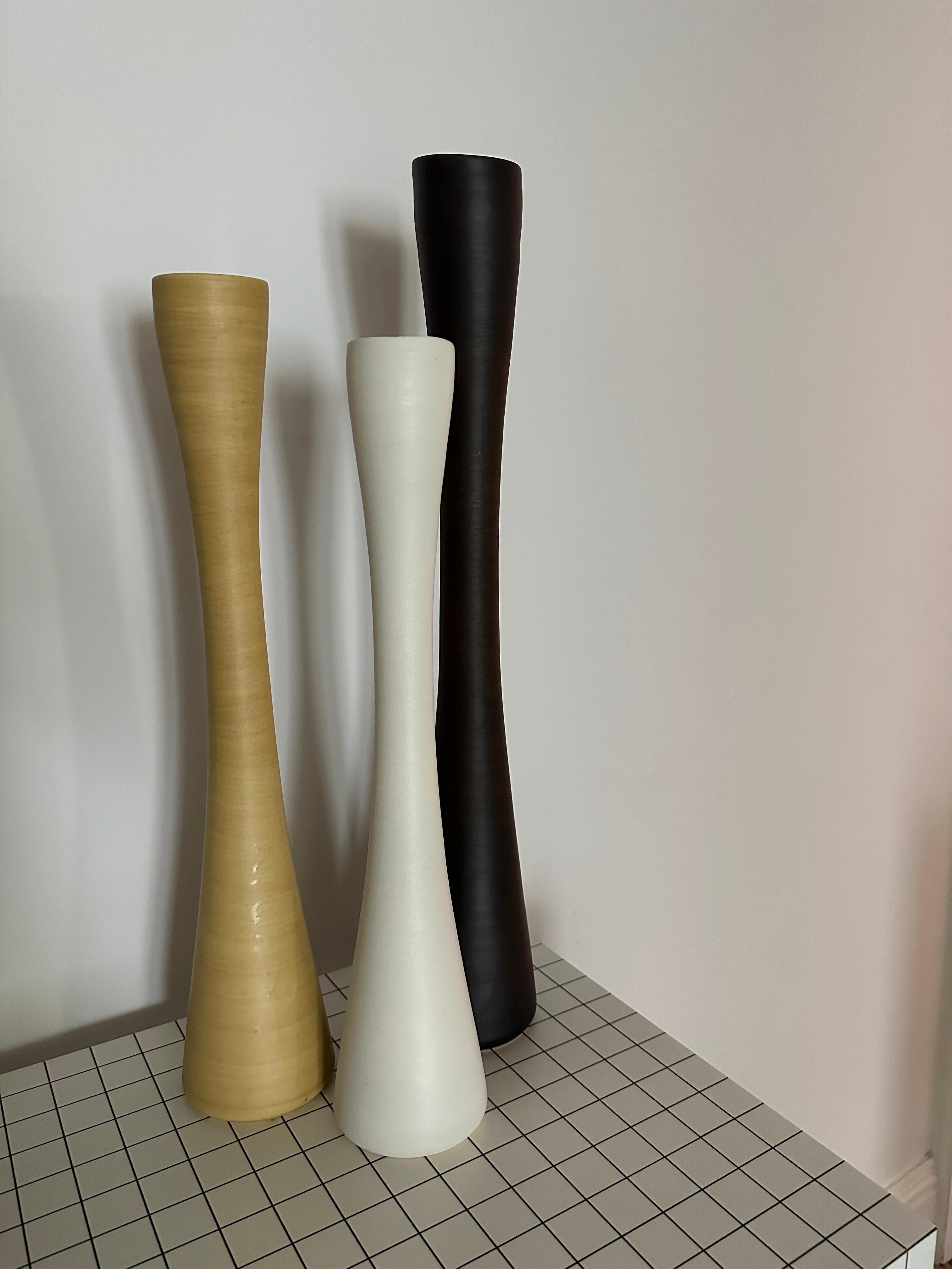 Contemporary Set of Three Tall Flute Vases by Rina Menardi in STOCK For Sale