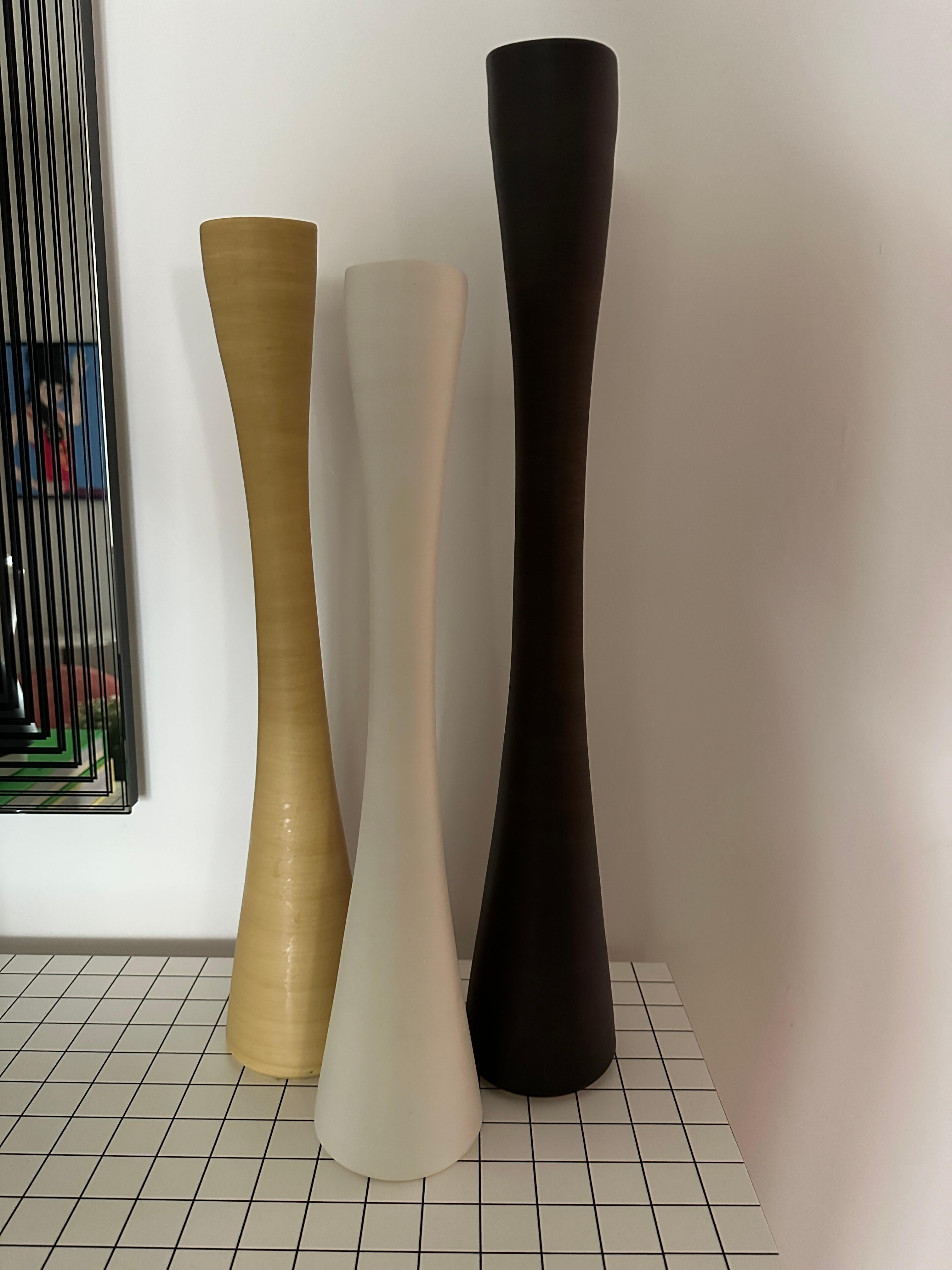 Ceramic Set of Three Tall Flute Vases by Rina Menardi in STOCK For Sale