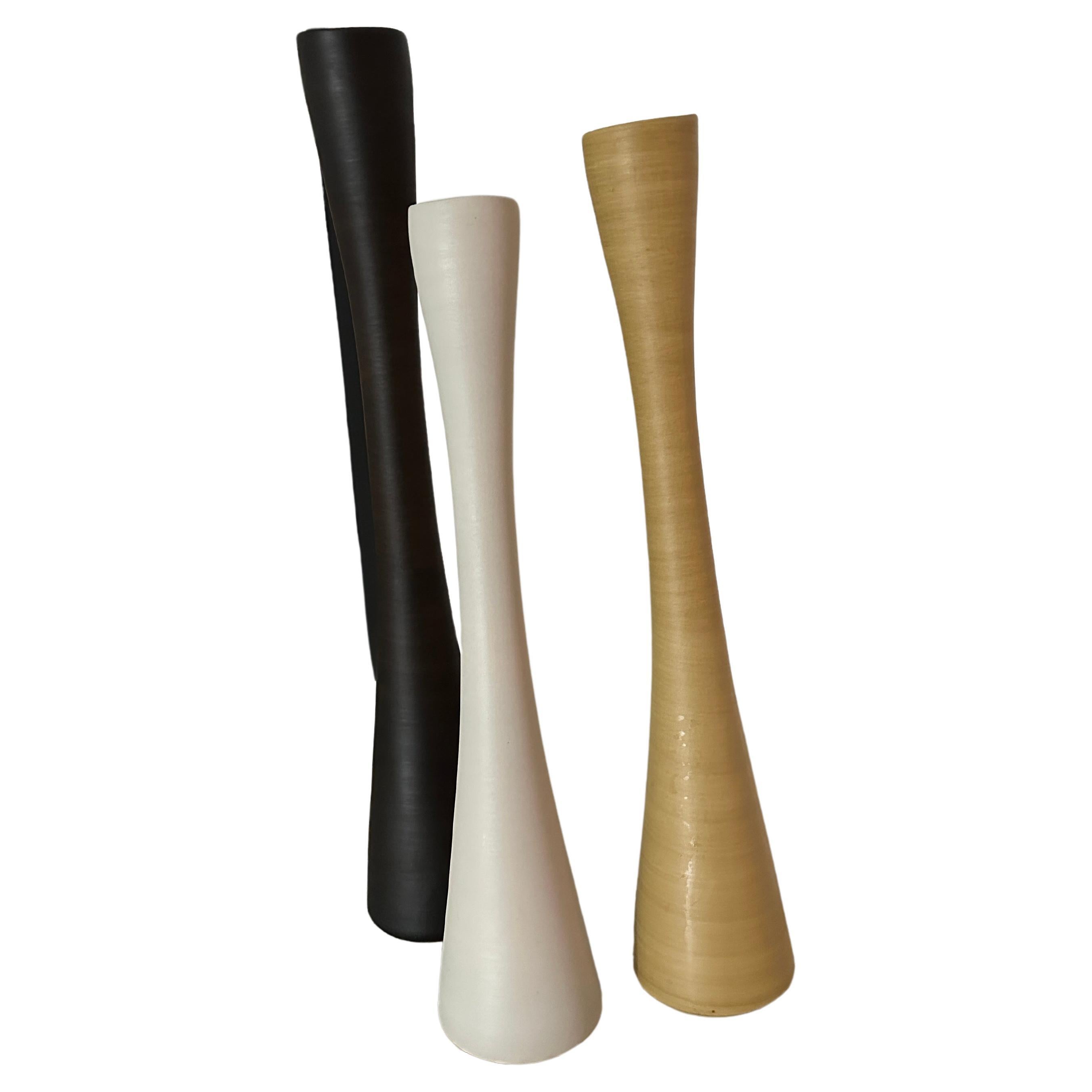 Set of Three Tall Flute Vases by Rina Menardi in STOCK For Sale