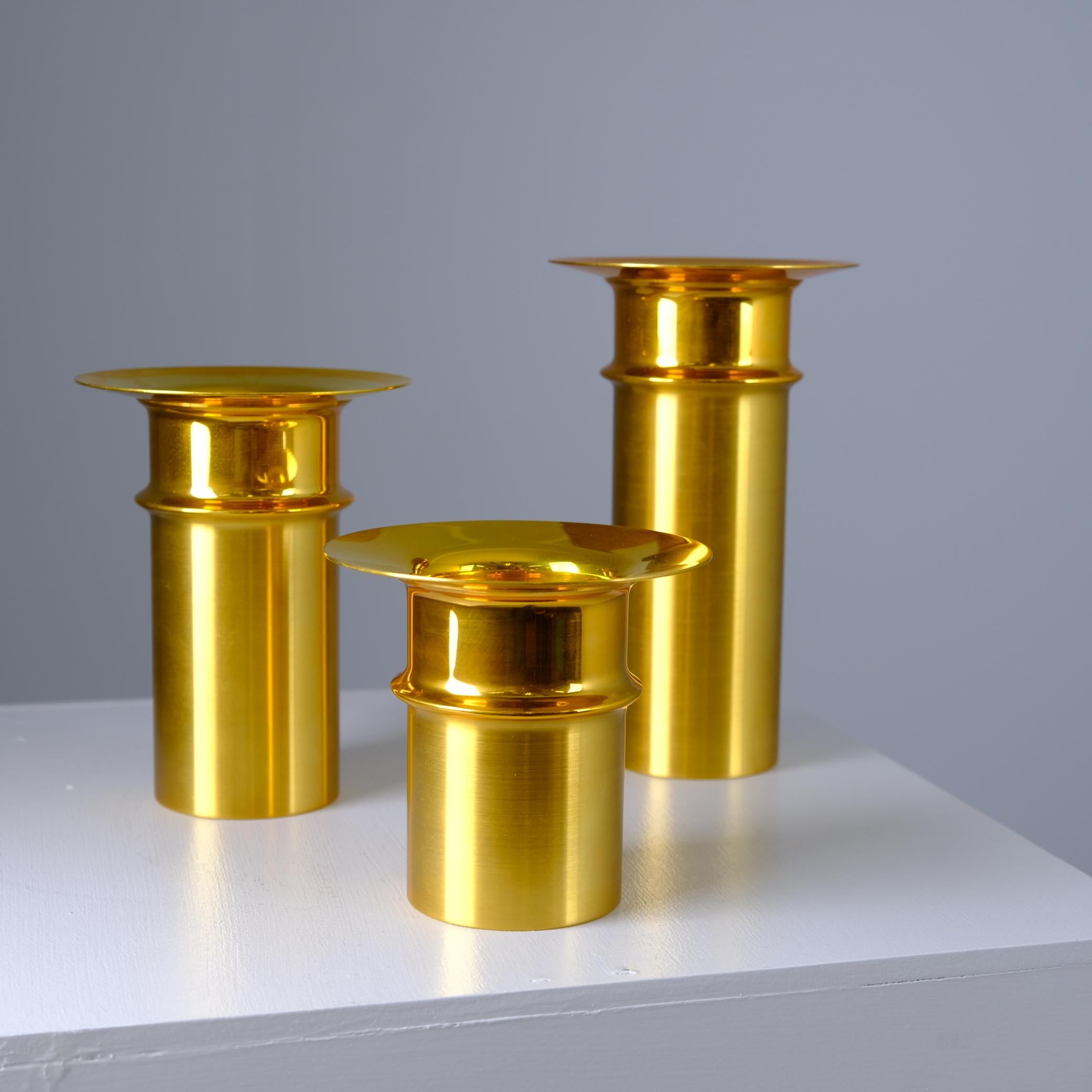 Set Of Three Tapio Wirkkala Bronze Candle Holders TW 486, Kultakeskus Oy 1970s For Sale 6