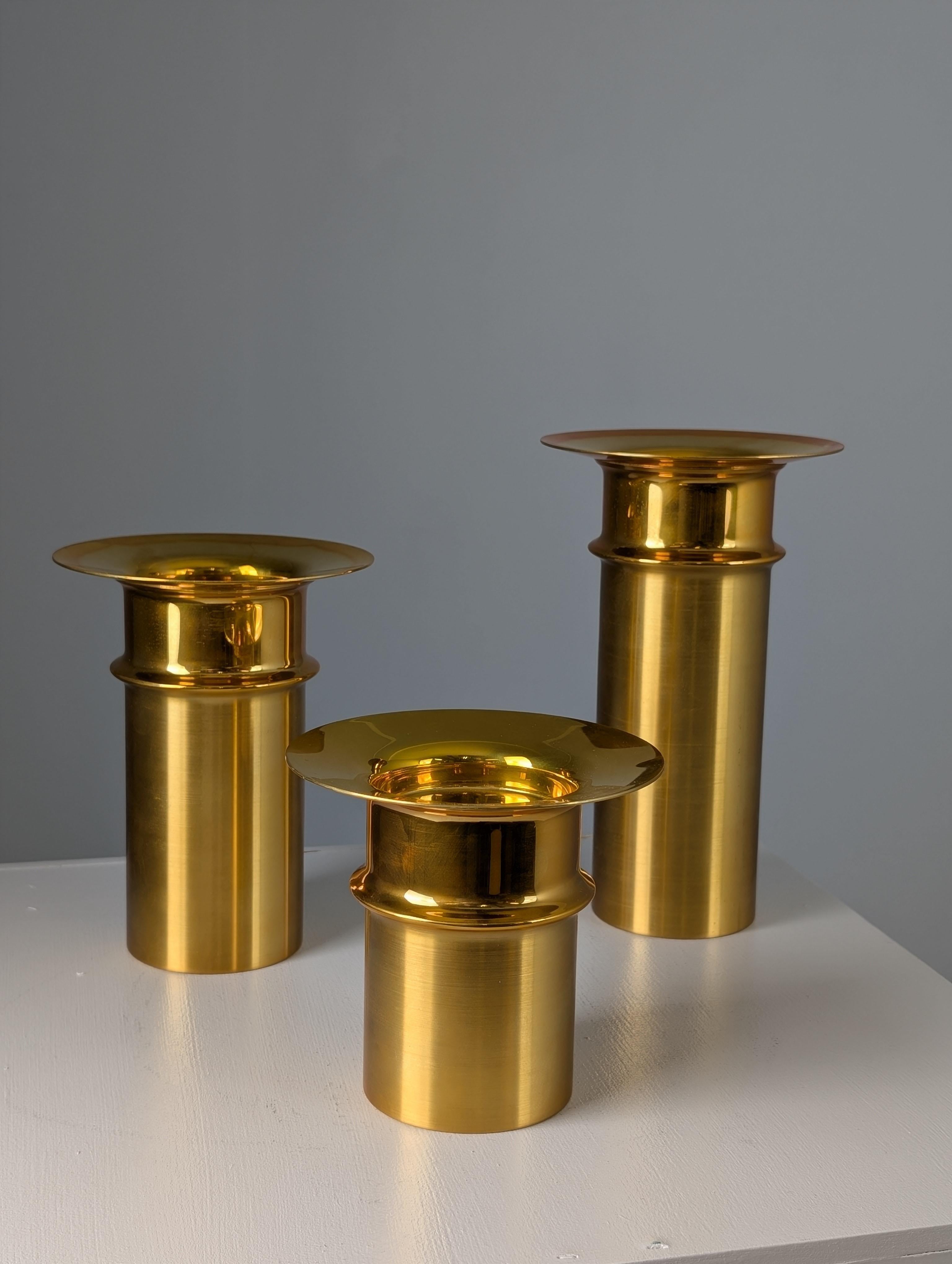 Set Of Three Tapio Wirkkala Bronze Candle Holders TW 486, Kultakeskus Oy 1970s For Sale 7
