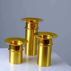 Juego de tres portavelas de bronce Tapio Wirkkala TW 486, Kultakeskus Oy Años 70
