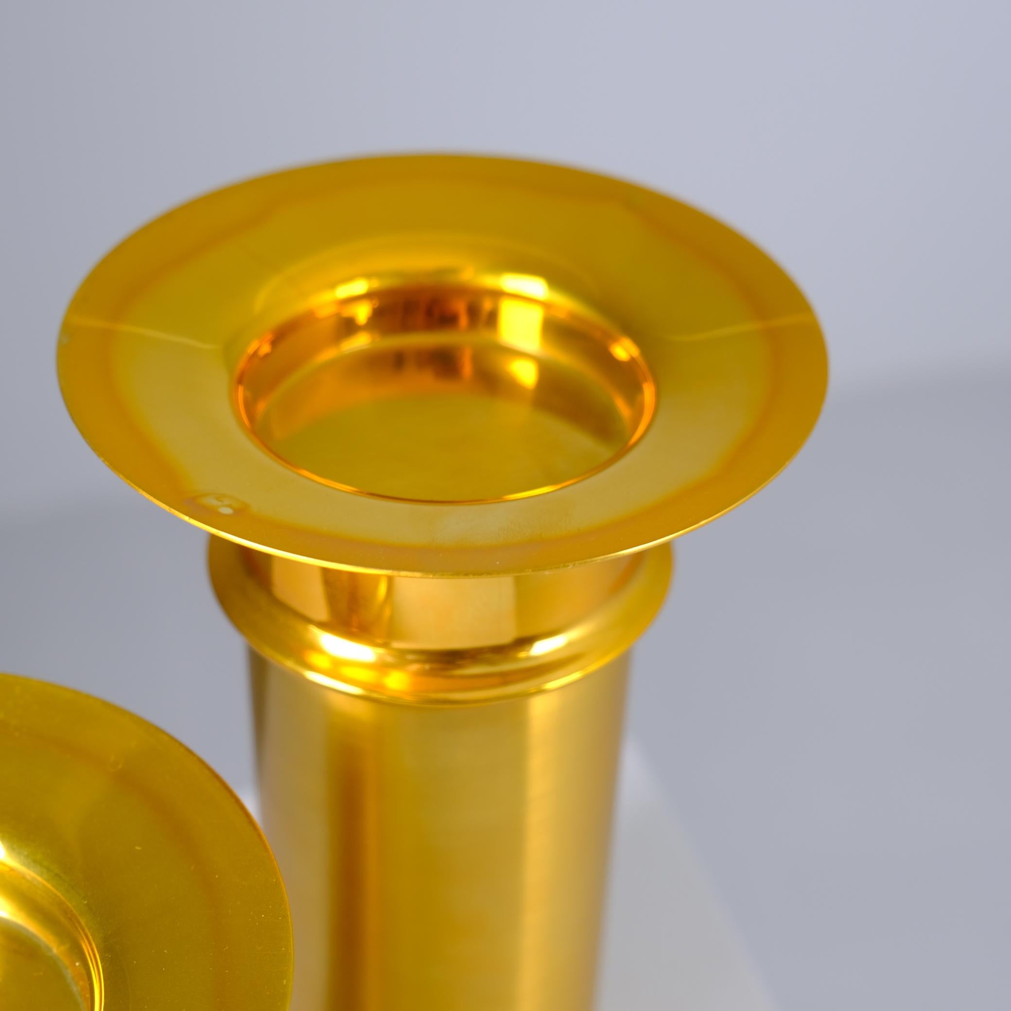 Late 20th Century Set Of Three Tapio Wirkkala Bronze Candle Holders TW 486, Kultakeskus Oy 1970s For Sale