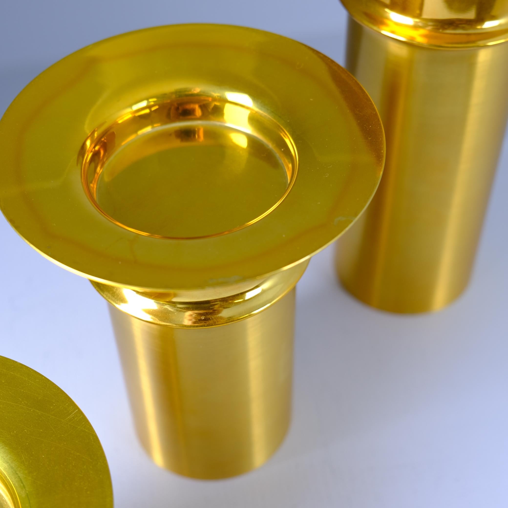 Set Of Three Tapio Wirkkala Bronze Candle Holders TW 486, Kultakeskus Oy 1970s For Sale 1