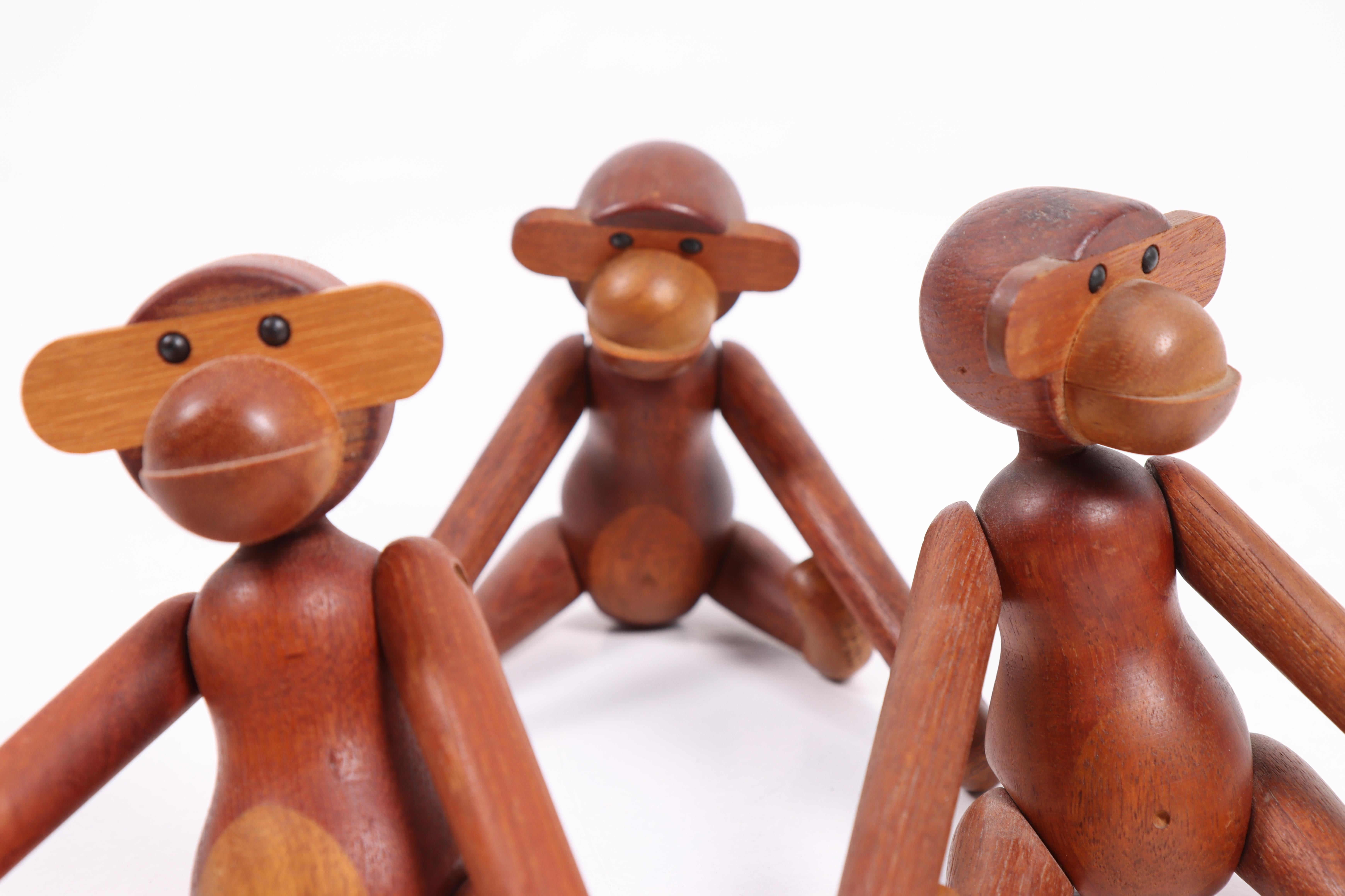 Ensemble de trois figurines en teck et bois de Limba de Kay Bojesen Bon état à Lejre, DK