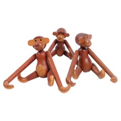 Set of Three Teak and Limba Wood Figure by Kay Bojesen
