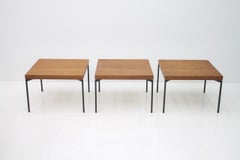 One of Three Teak and Metal Side or End Tables Germany 1950s Nightstands