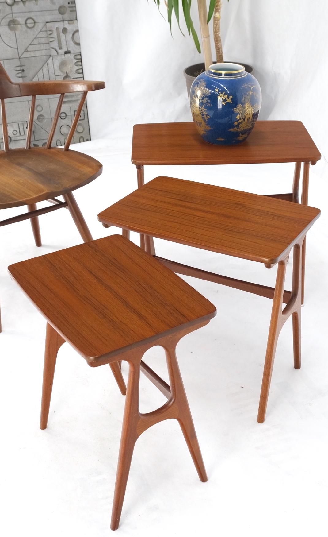 Set of Three Teak Danish Mid-Century Modern Nesting Stacking Tables Mint 7