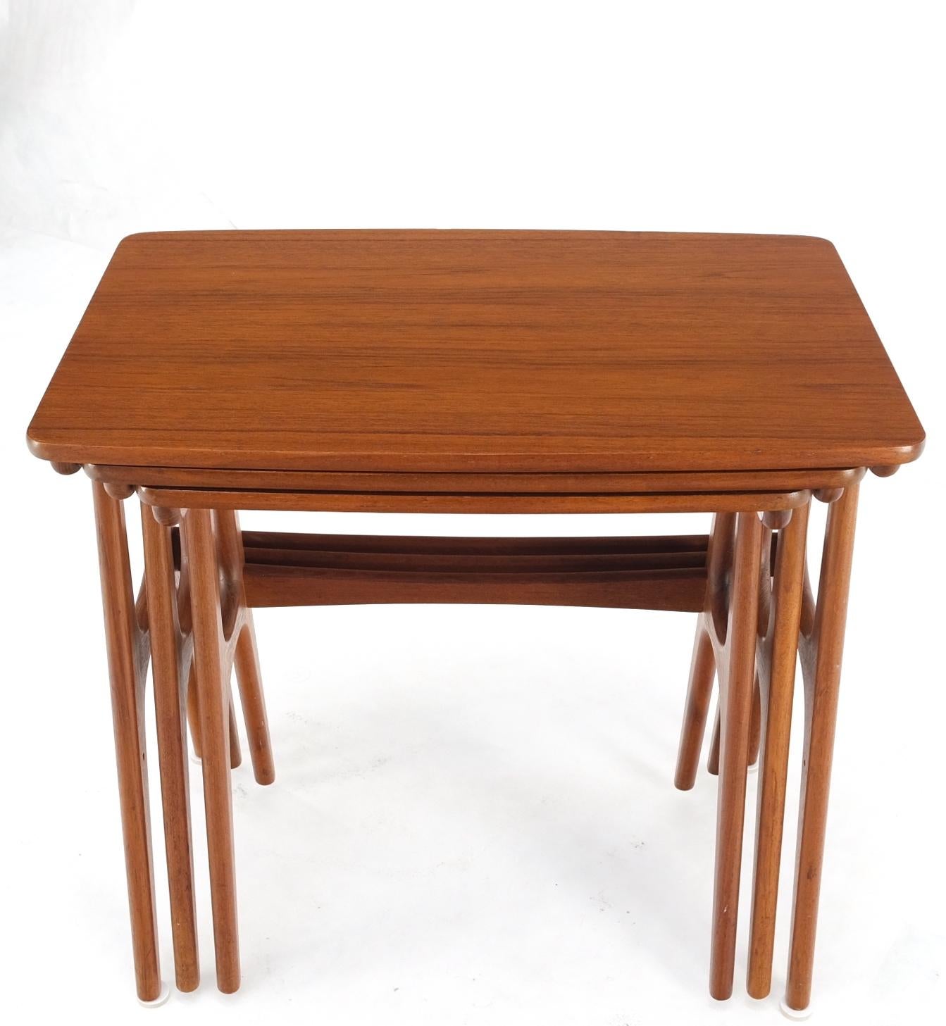 Set of Three Teak Danish Mid-Century Modern Nesting Stacking Tables Mint 8