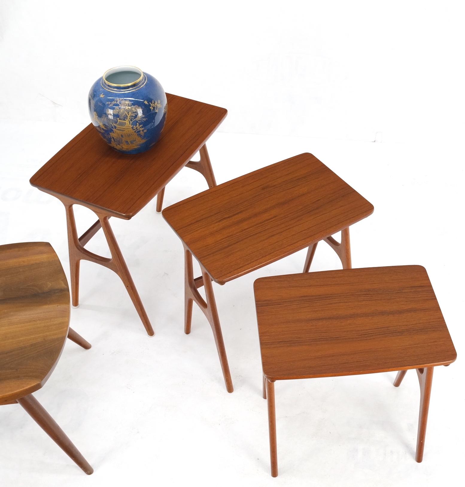 Set of Three Teak Danish Mid-Century Modern Nesting Stacking Tables Mint 13