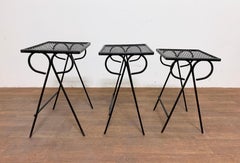 Set of Three Tempestini for Salterini Wrought Iron Nesting Tables, Circa 1960s