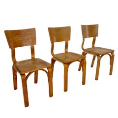 Set of Three Thonet 1216-S17-B1 Bent Plywood Saddle Seat Dining Chairs, 1940s