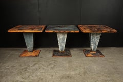 Set of Three Tolix Bistro Tables with Original Paint from France, circa 1950