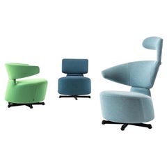 Set of Three Toshiyuki Kita 'Aki-Biki-Canta' Swivel Armchairs by Cassina