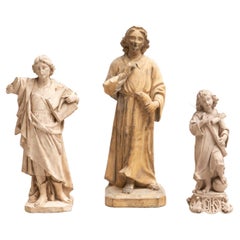 Vintage Set of Three Traditional Plaster Figures, circa 1950