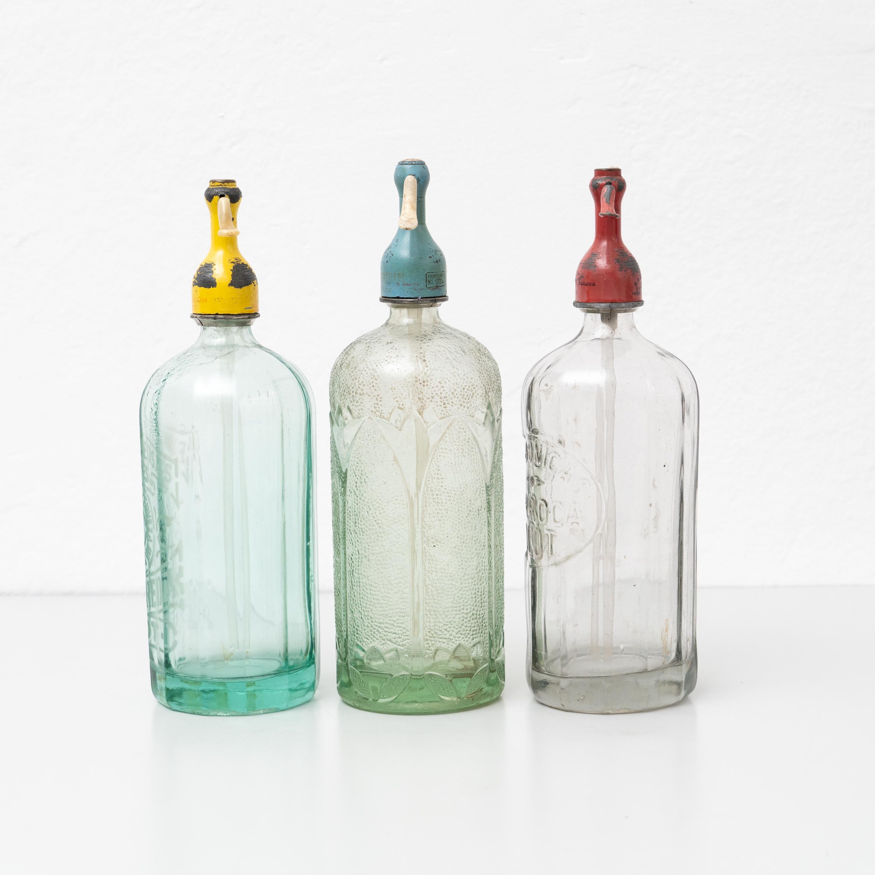 Rustic Set of three Traditional Vintage Catalan Soda Syphon, circa 1970 For Sale