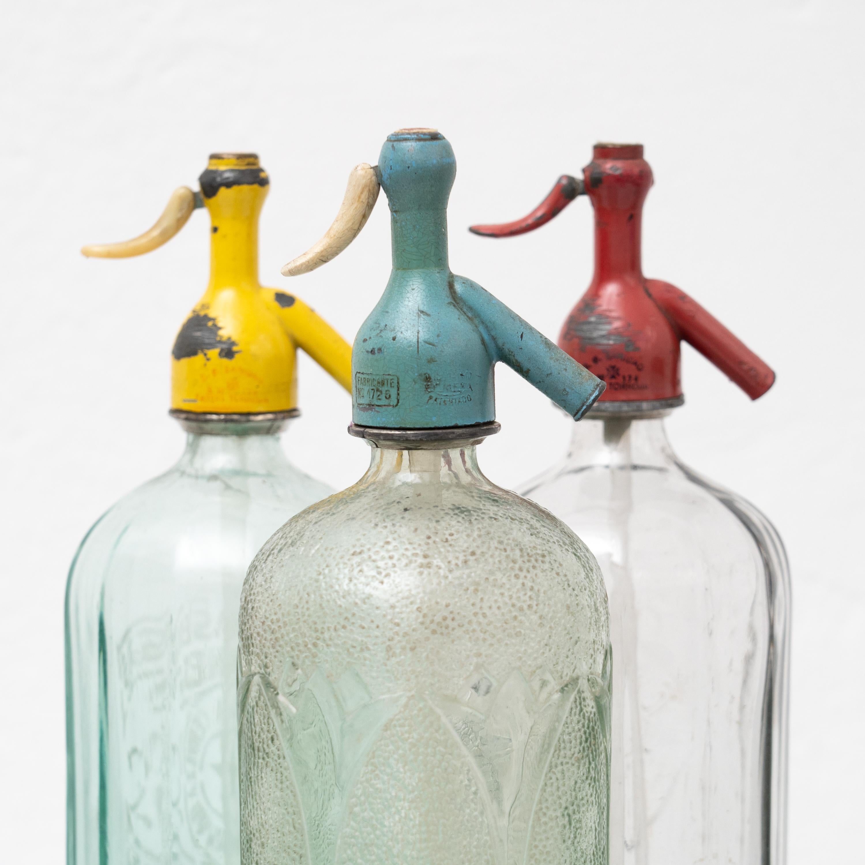 Late 20th Century Set of three Traditional Vintage Catalan Soda Syphon, circa 1970 For Sale