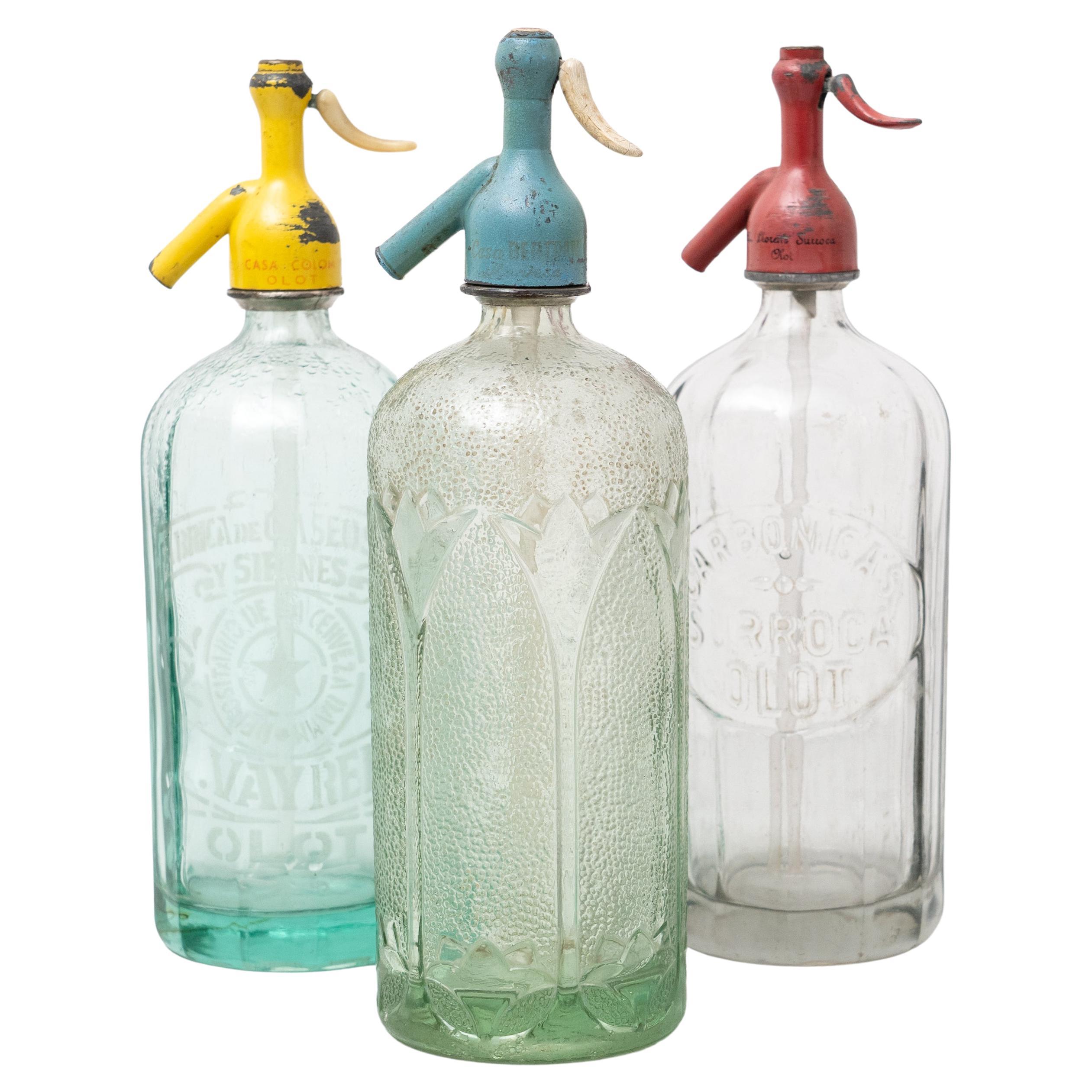 Set of three Traditional Vintage Catalan Soda Syphon, circa 1970 For Sale