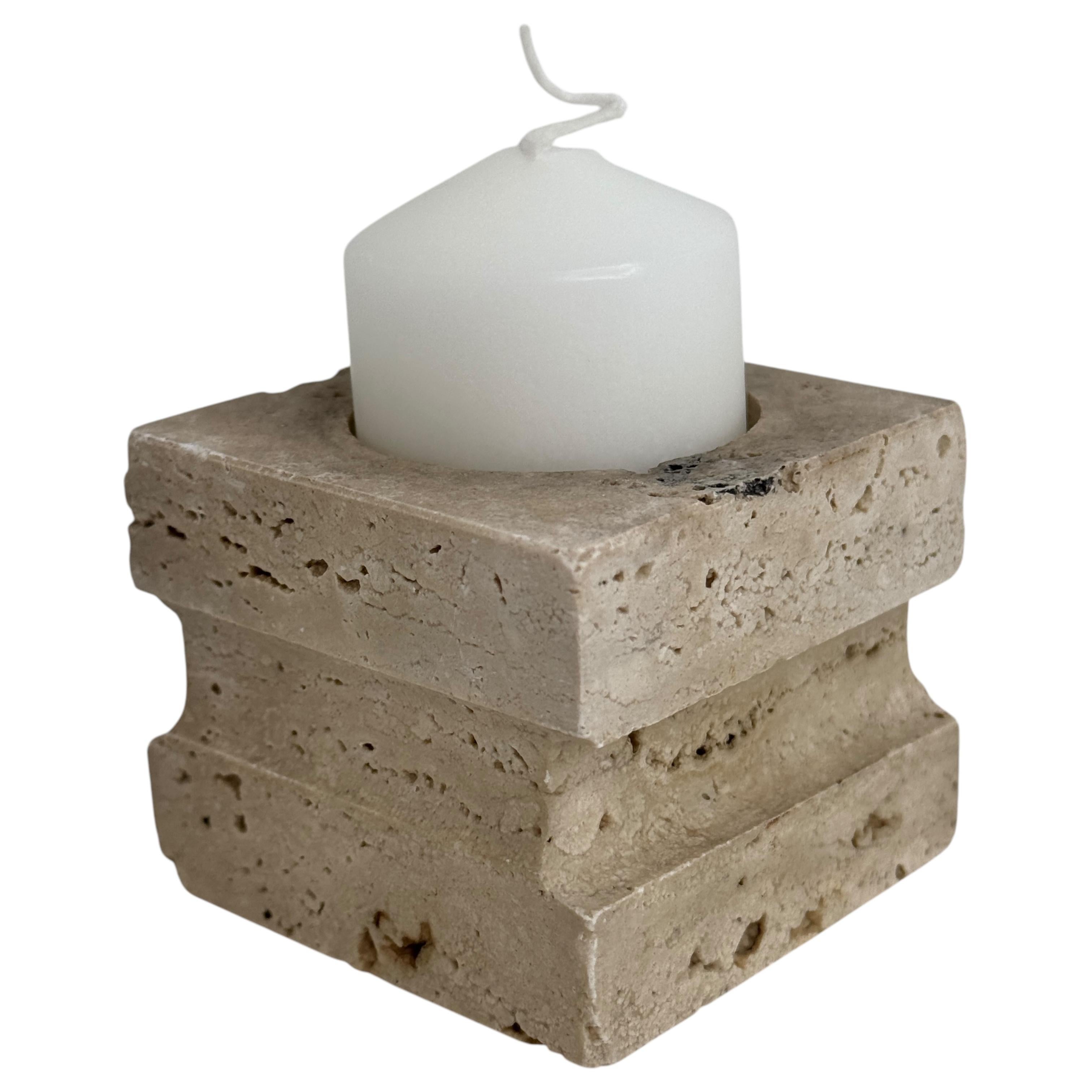 Set of Three Travertine Candle Holder by Fratelli Mannelli, Italy 1970s For Sale 6