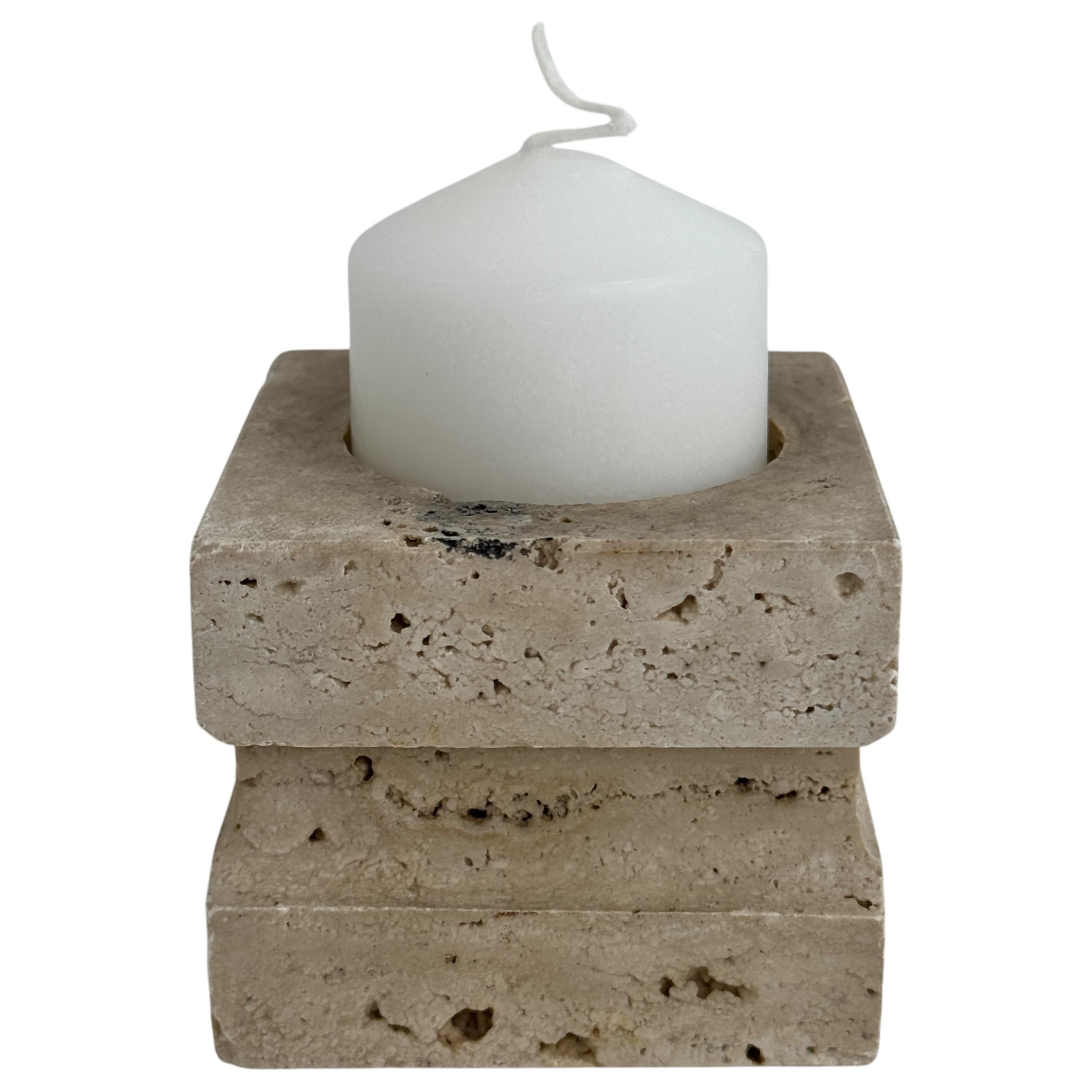 Set of Three Travertine Candle Holder by Fratelli Mannelli, Italy 1970s For Sale 7