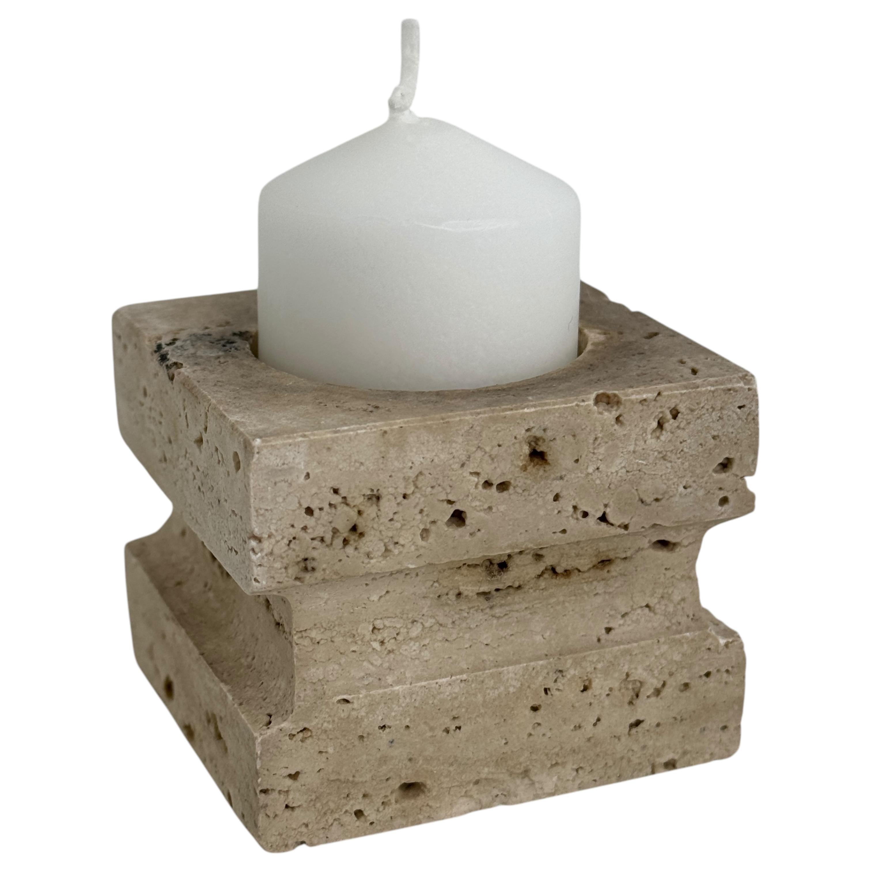 Set of Three Travertine Candle Holder by Fratelli Mannelli, Italy 1970s For Sale 8