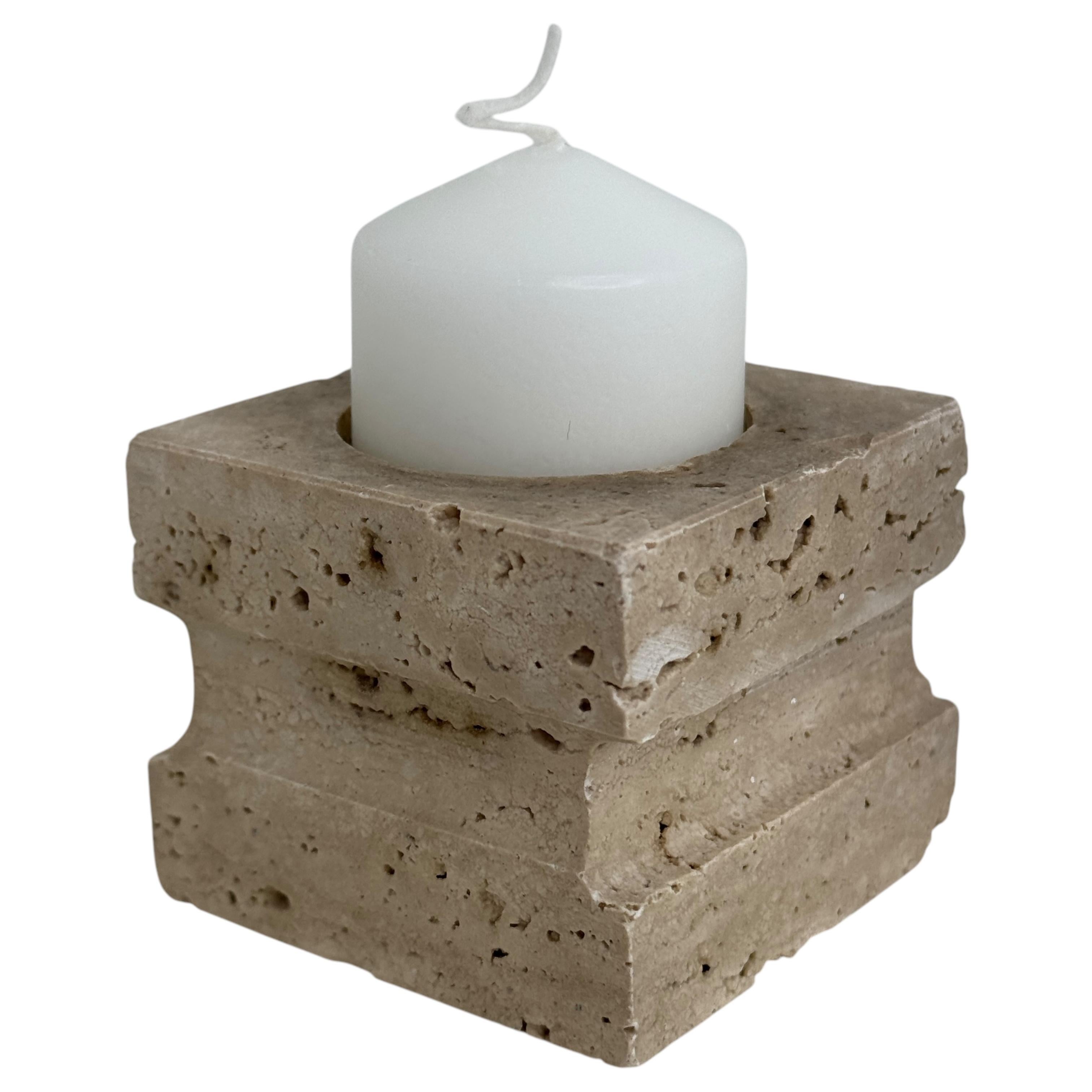 Set of Three Travertine Candle Holder by Fratelli Mannelli, Italy 1970s For Sale 9