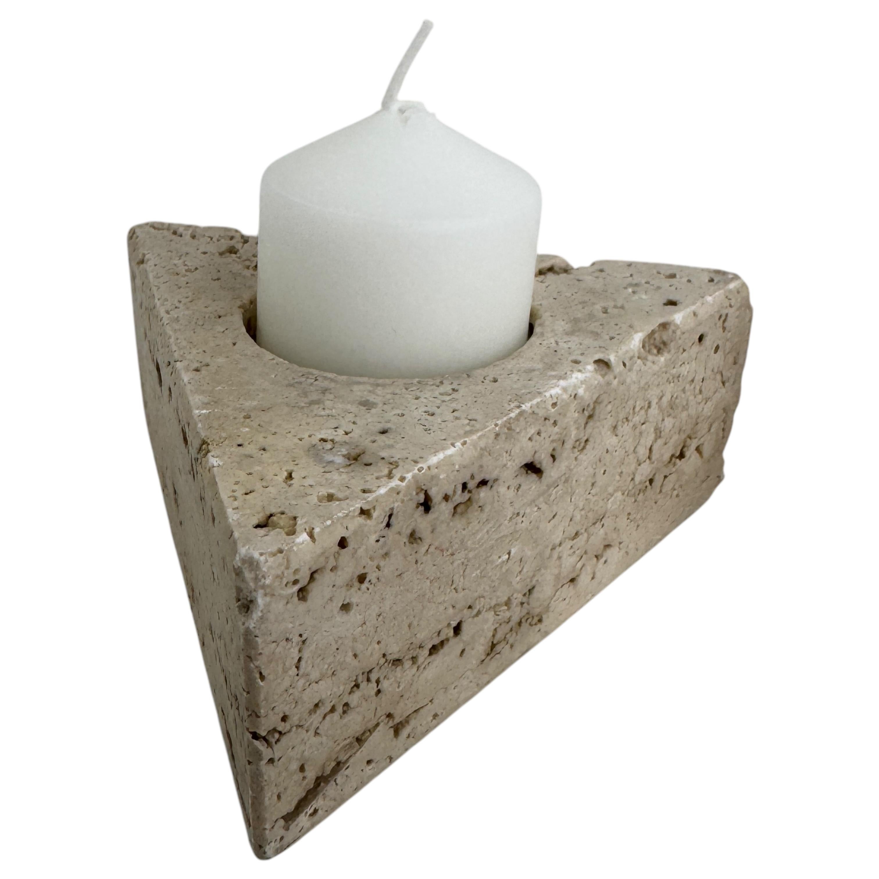 Italian Set of Three Travertine Candle Holder by Fratelli Mannelli, Italy 1970s For Sale
