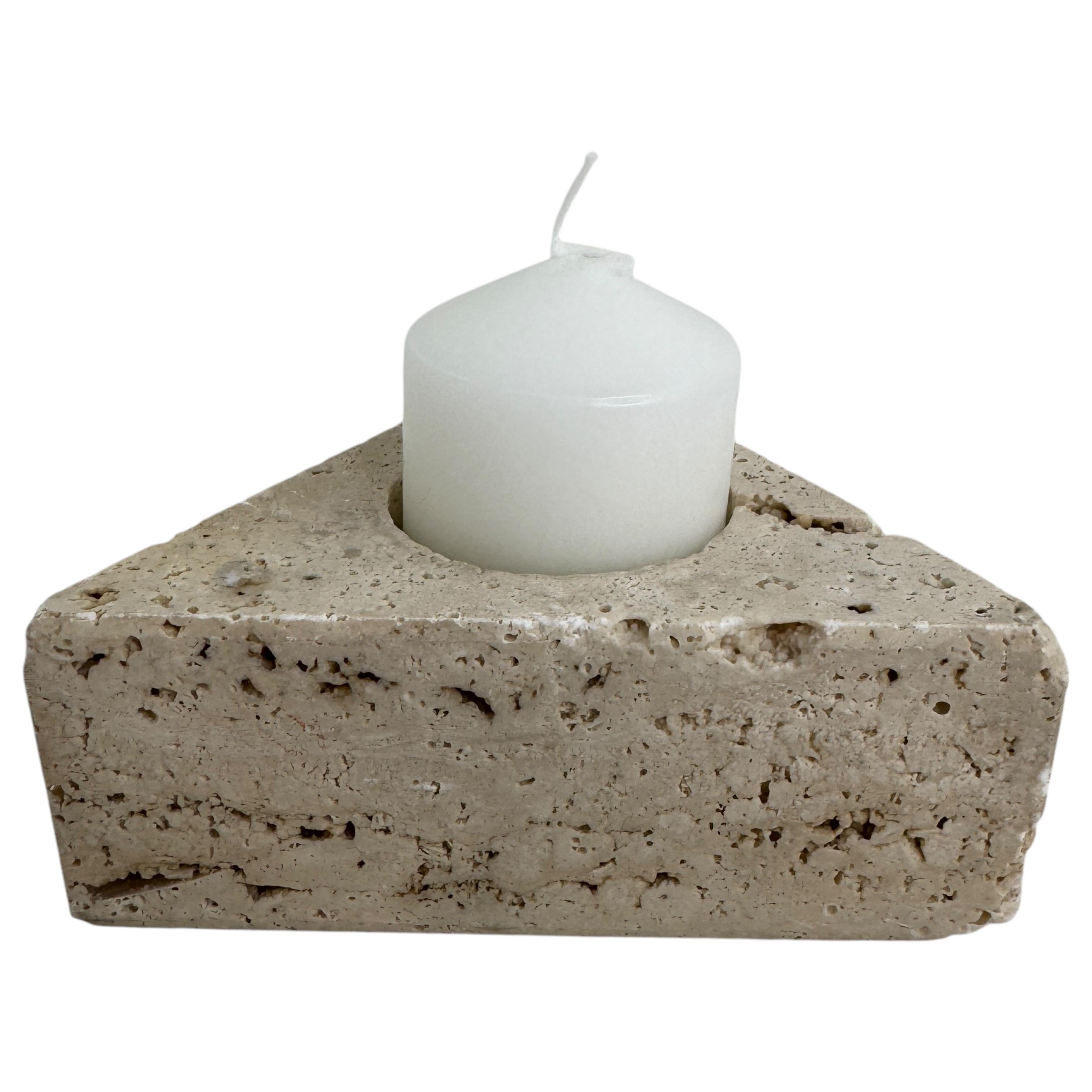 Set of Three Travertine Candle Holder by Fratelli Mannelli, Italy 1970s In Good Condition For Sale In Nuernberg, DE