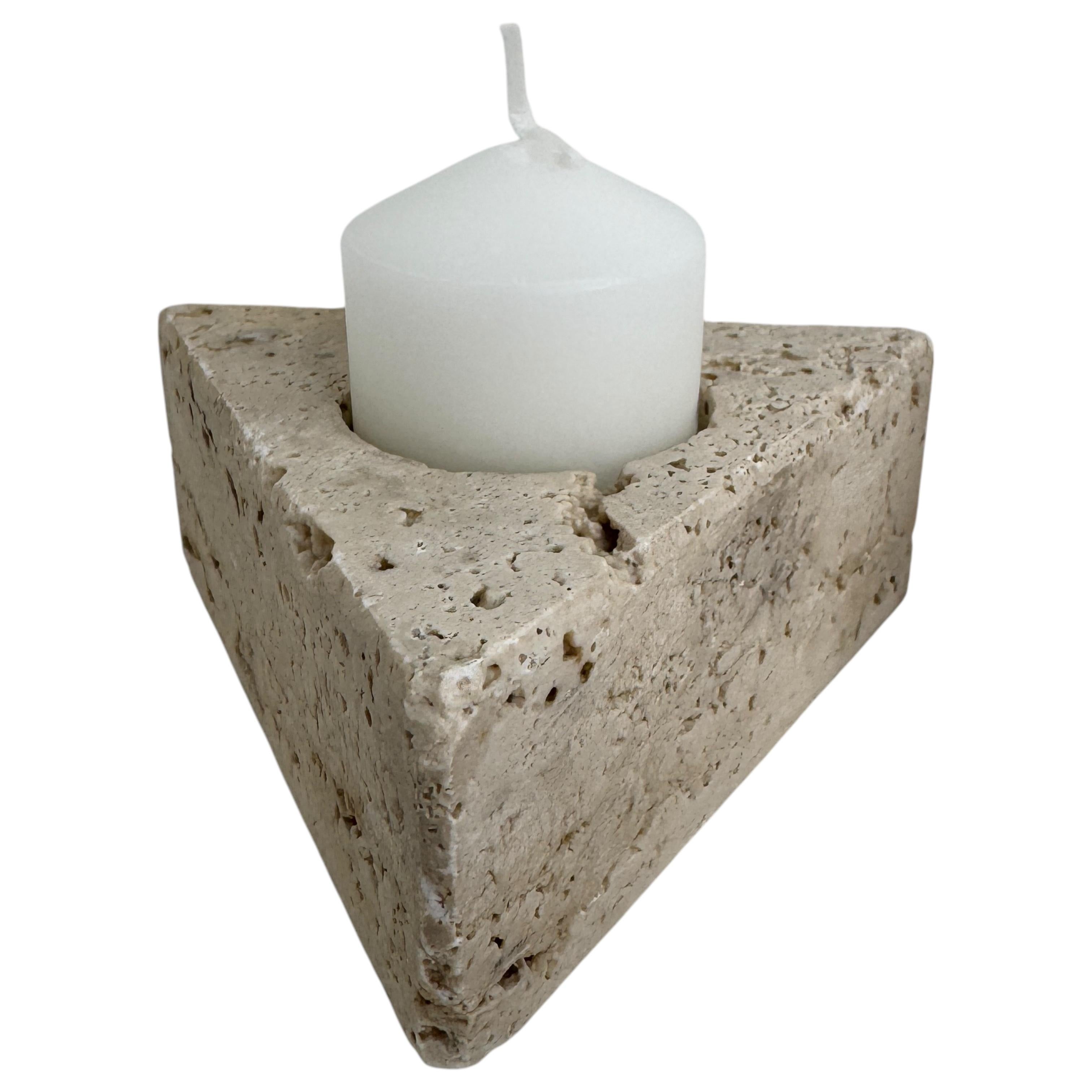 Late 20th Century Set of Three Travertine Candle Holder by Fratelli Mannelli, Italy 1970s For Sale