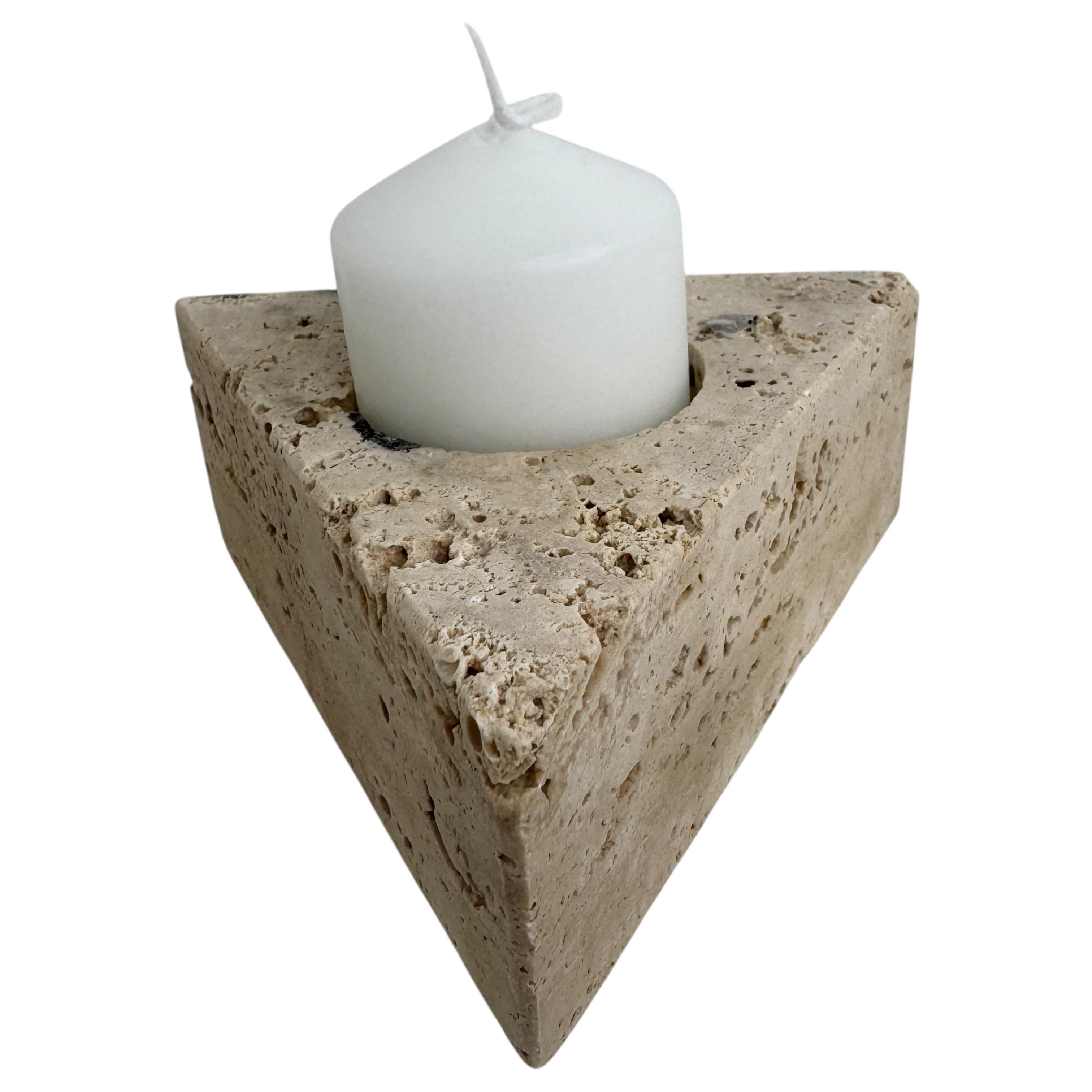 Set of Three Travertine Candle Holder by Fratelli Mannelli, Italy 1970s For Sale 1