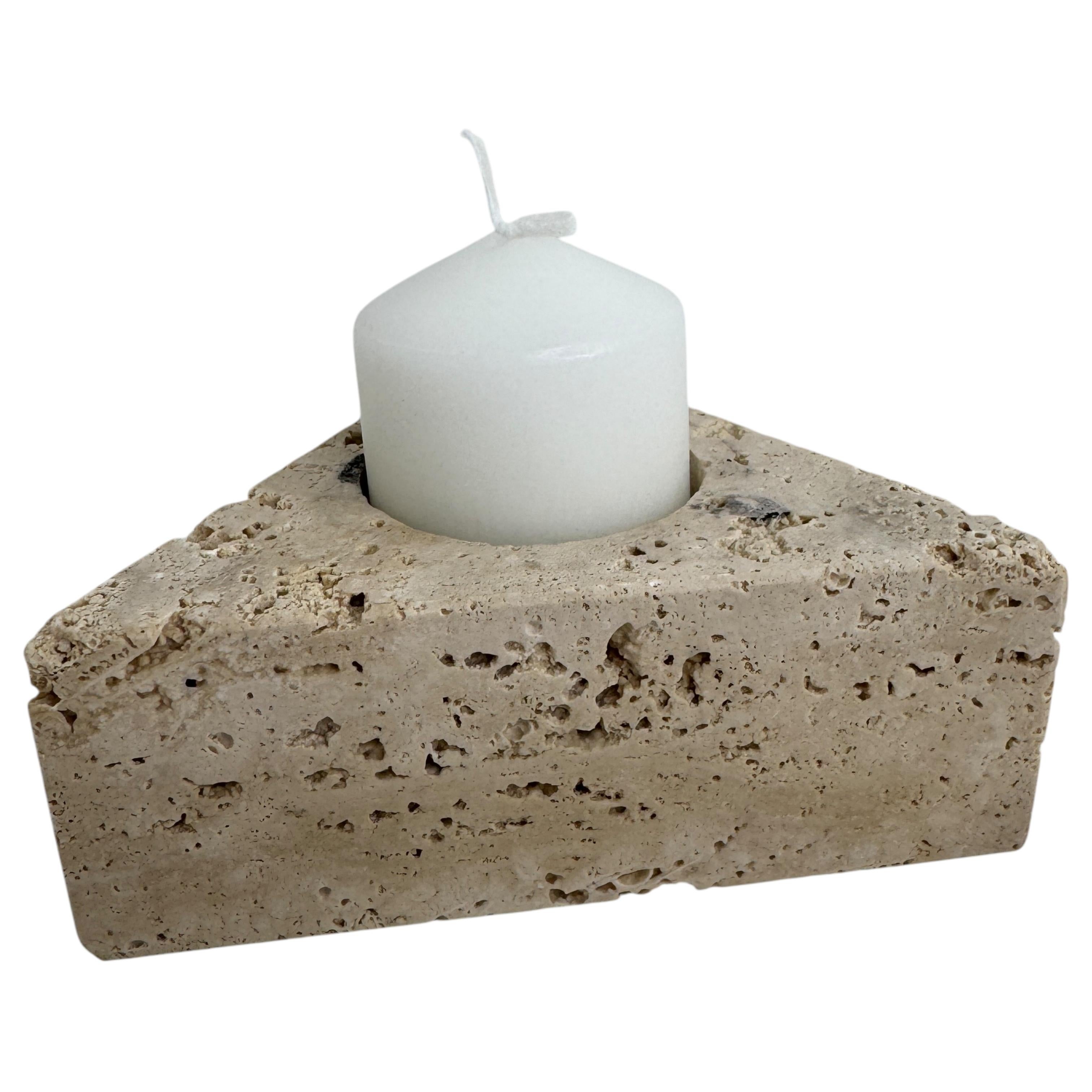 Set of Three Travertine Candle Holder by Fratelli Mannelli, Italy 1970s For Sale 2