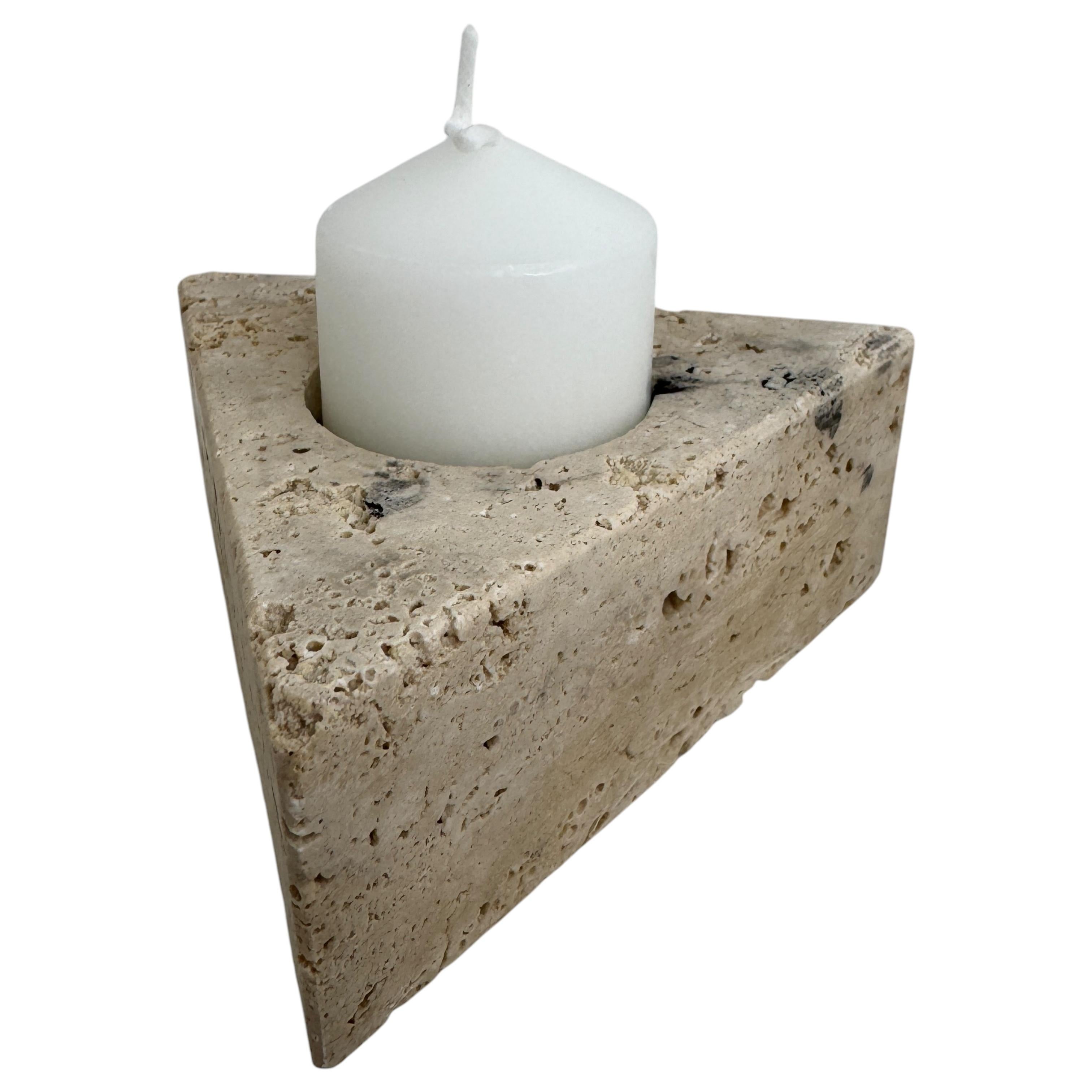 Set of Three Travertine Candle Holder by Fratelli Mannelli, Italy 1970s For Sale 3