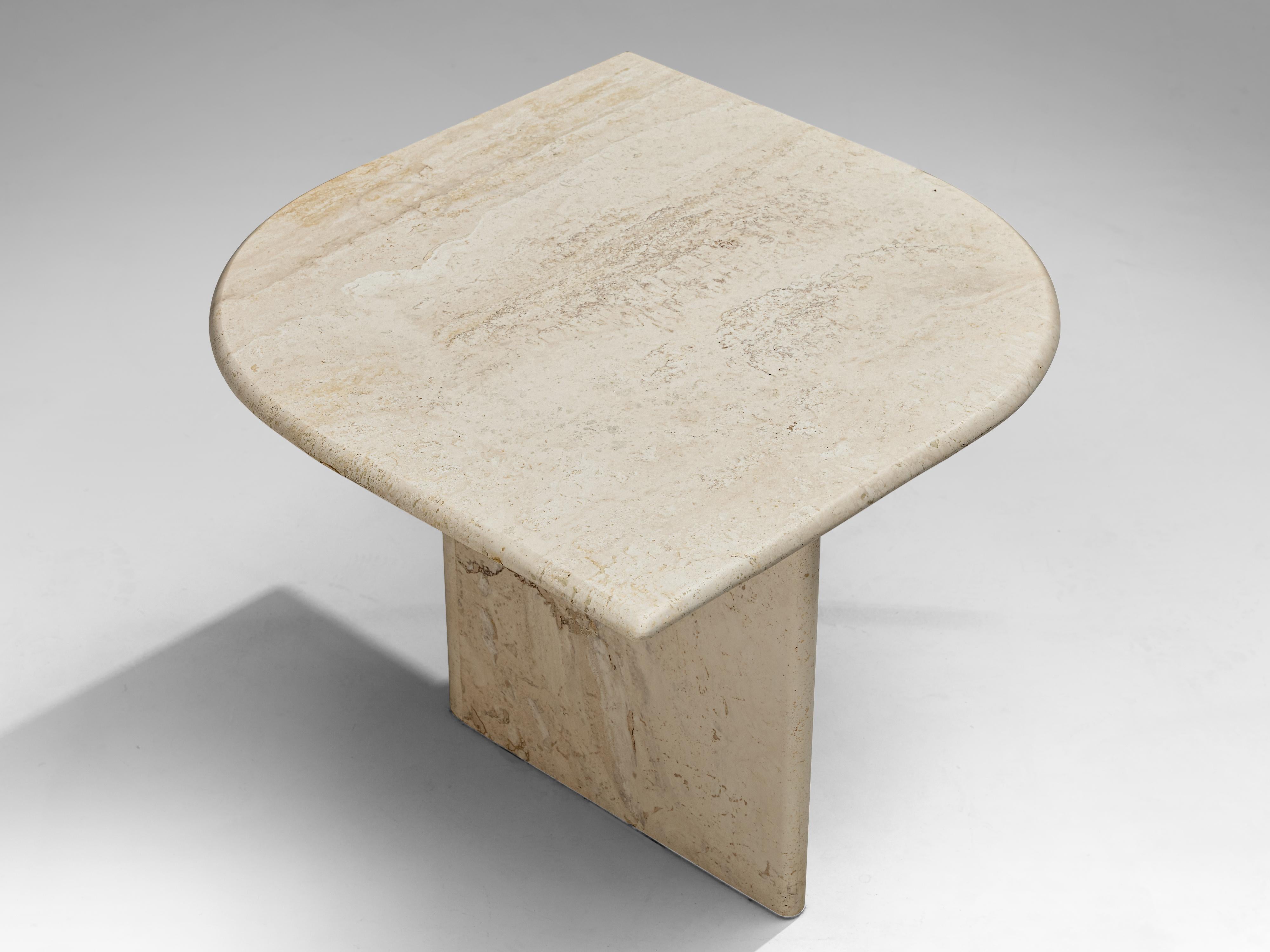 Post-Modern Set of Three Travertine Coffee Tables with Eye-Shaped Top