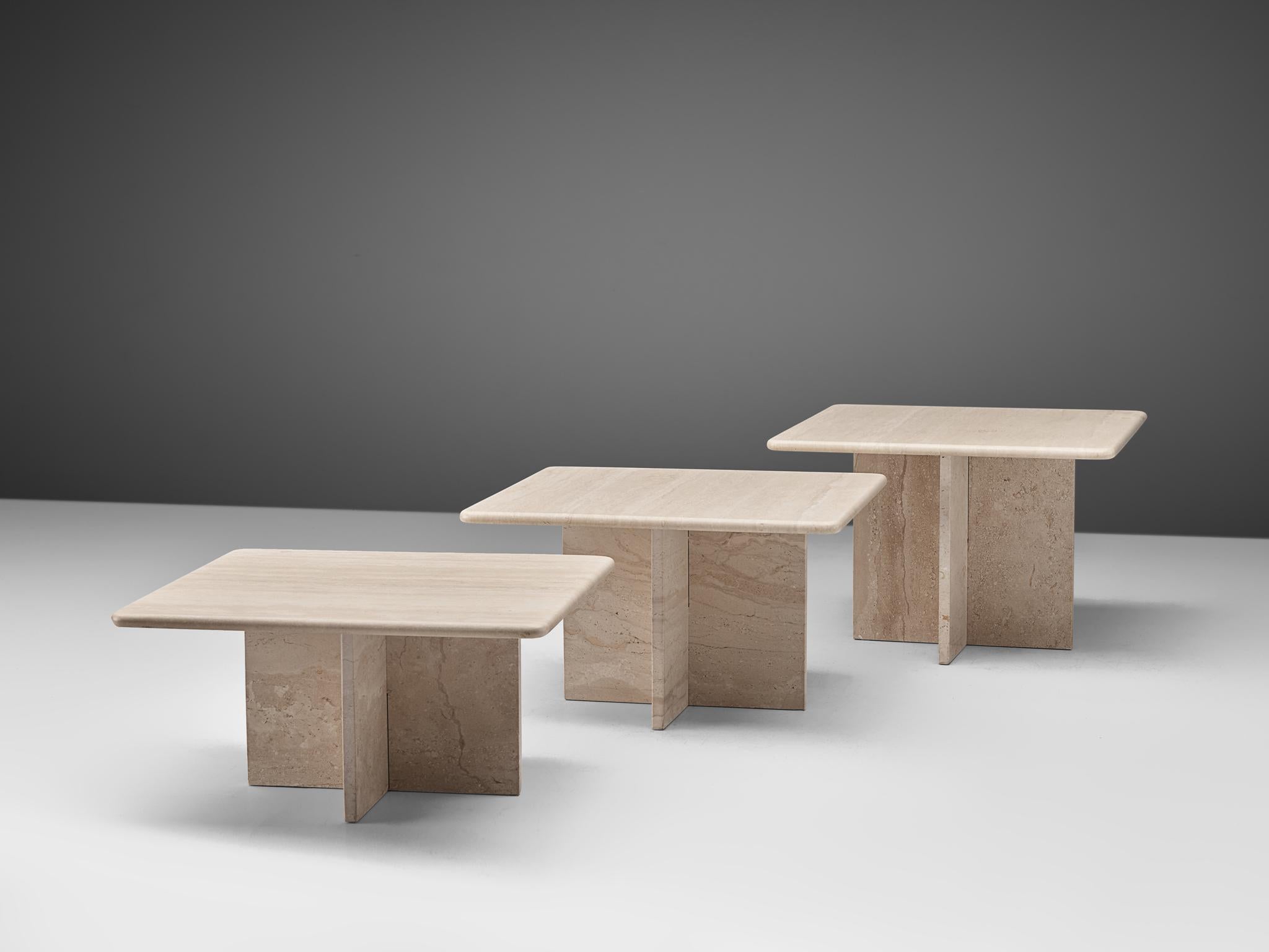 travertine coffee table square