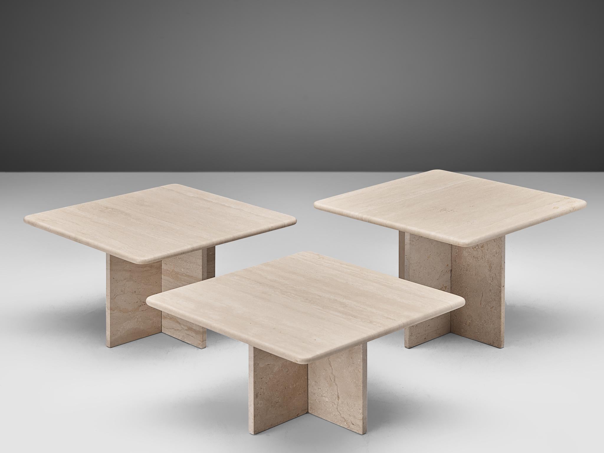 travertine coffee table set