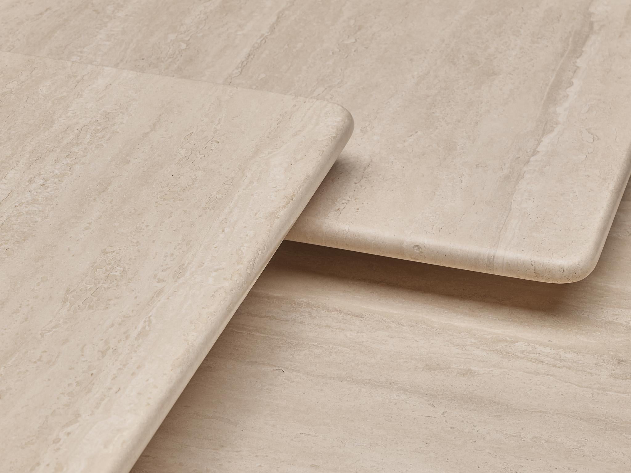 Italian Set of Three Travertine Coffee Tables with Square Tops