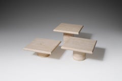 Set of Three Travertine Nesting Tables by Up & Up, Italy, 1970s