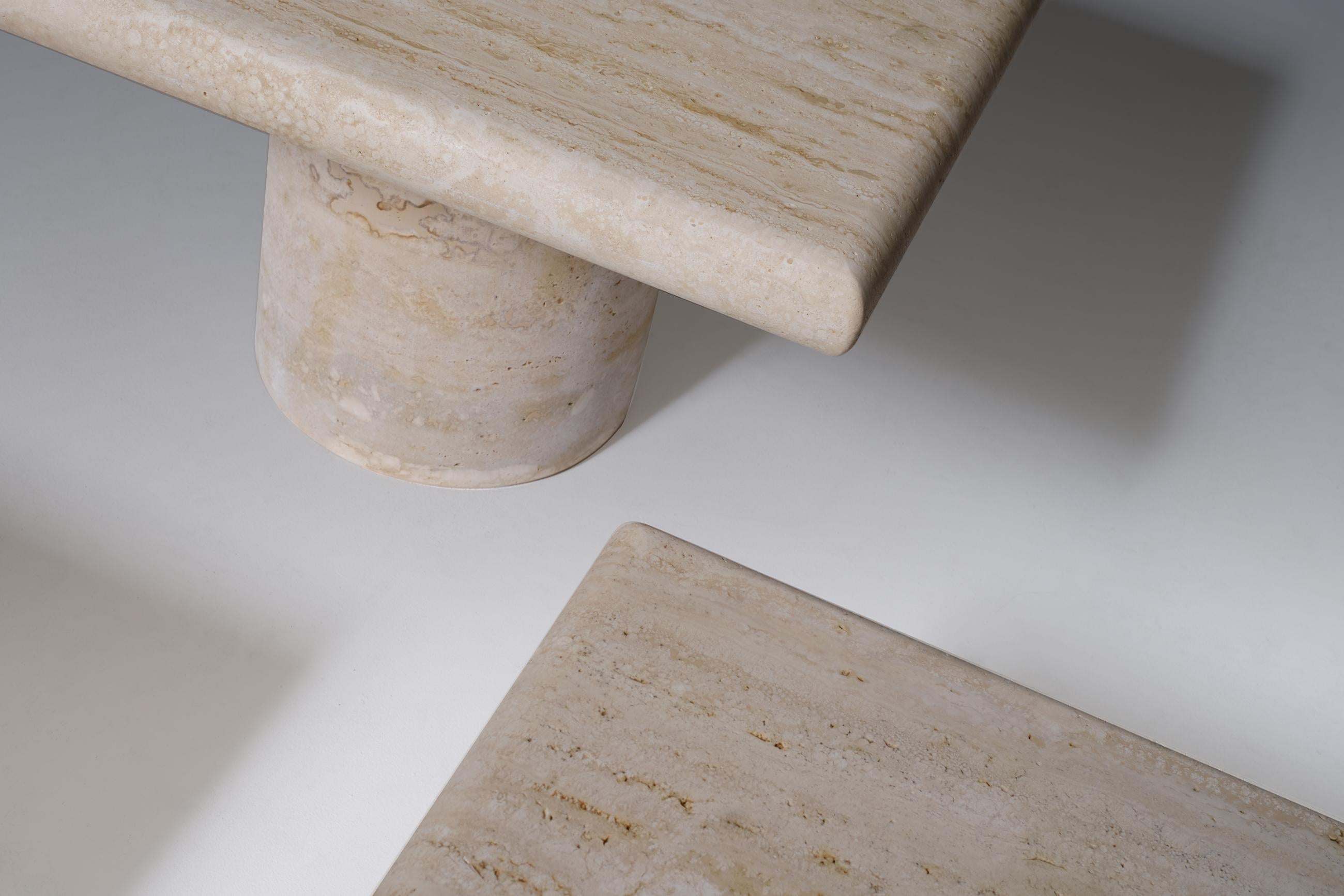 20th Century Set of Three Travertine Nesting Tables by Up & Up, Italy, 1970s