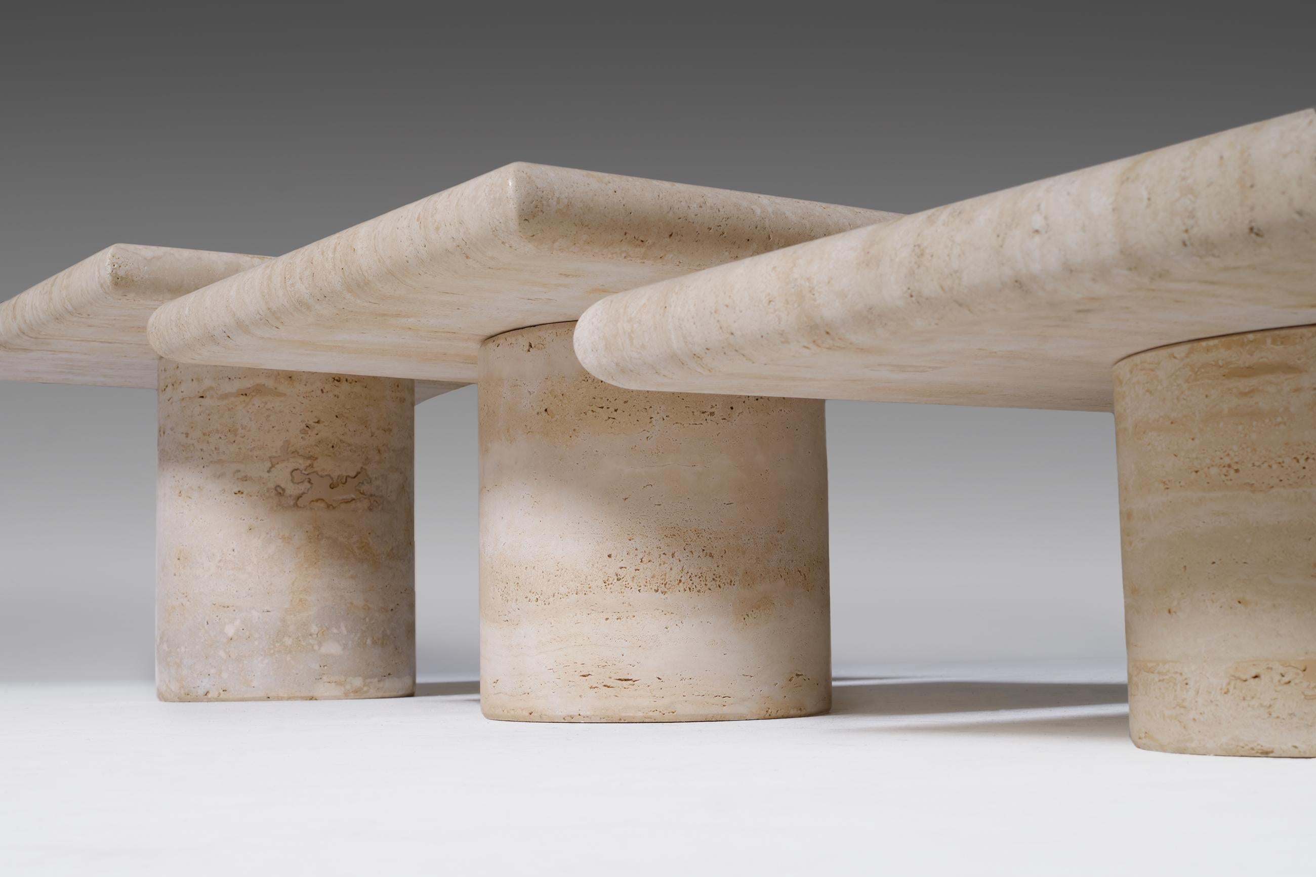Set of Three Travertine Nesting Tables by Up & Up, Italy, 1970s 2