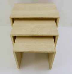 Set of Three Travertine Nesting Tables