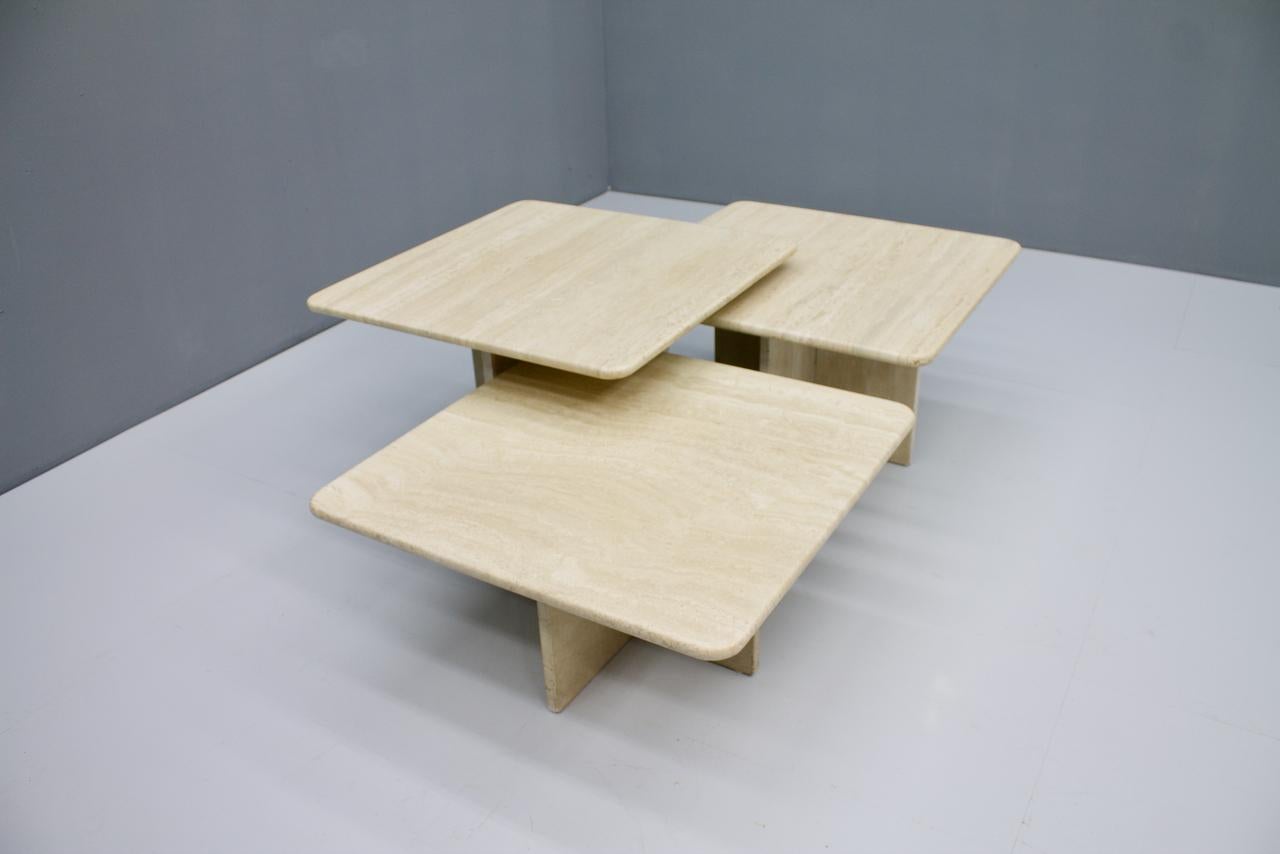 Set of Three Travertine Side or Coffee Tables, Italy, 1970s II 2