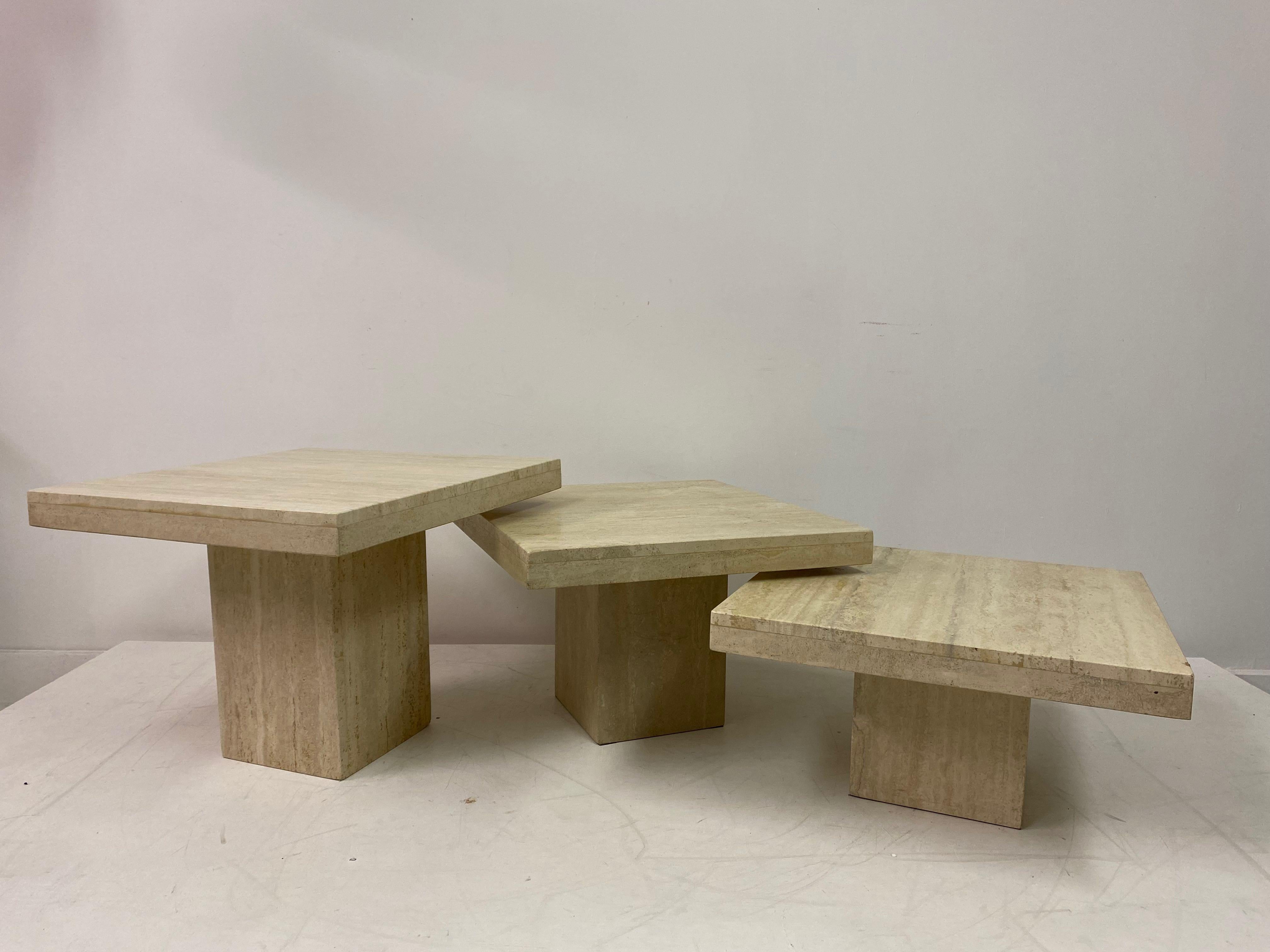 Set of Three Travertine Side Tables or Coffee Table 6